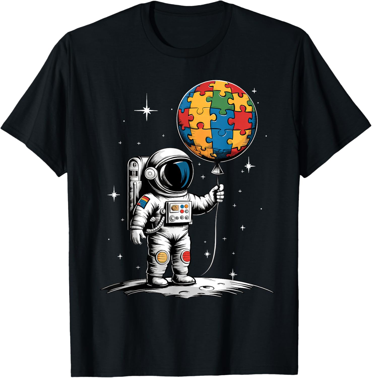 Astronaut Balloon Autism Awareness T-Shirt for Boys - Fun Space Design - 1