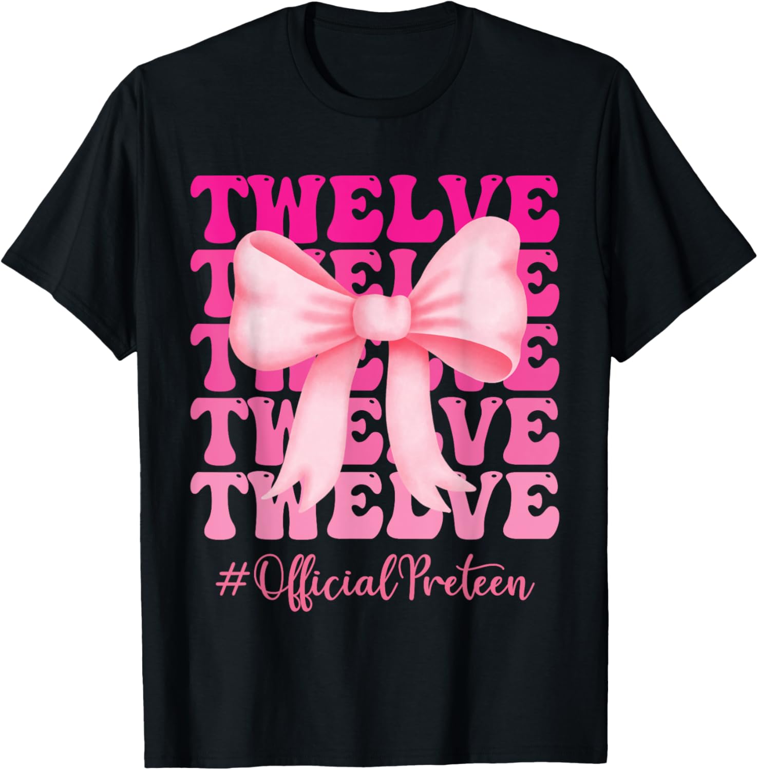 Birthday Girl Pink Coquette Bow T-Shirt for Stylish 12 Year Olds - 5