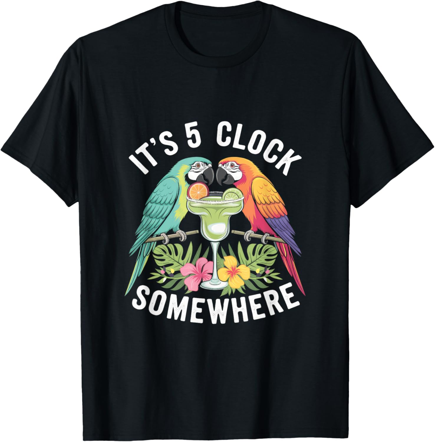 Tropical Vacation T-Shirt It's 5 O'clock Somewhere Fun Summer Tee - 4