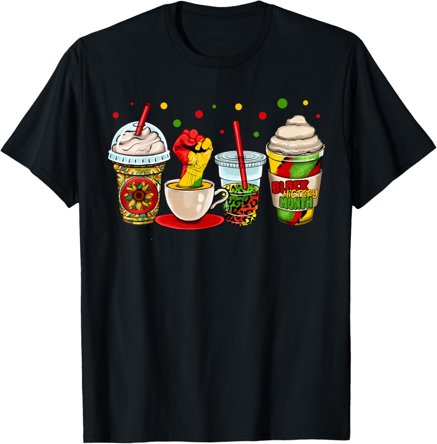 Celebrate Black History Month with Kente Dashiki Coffee Cup T-Shirt - 25