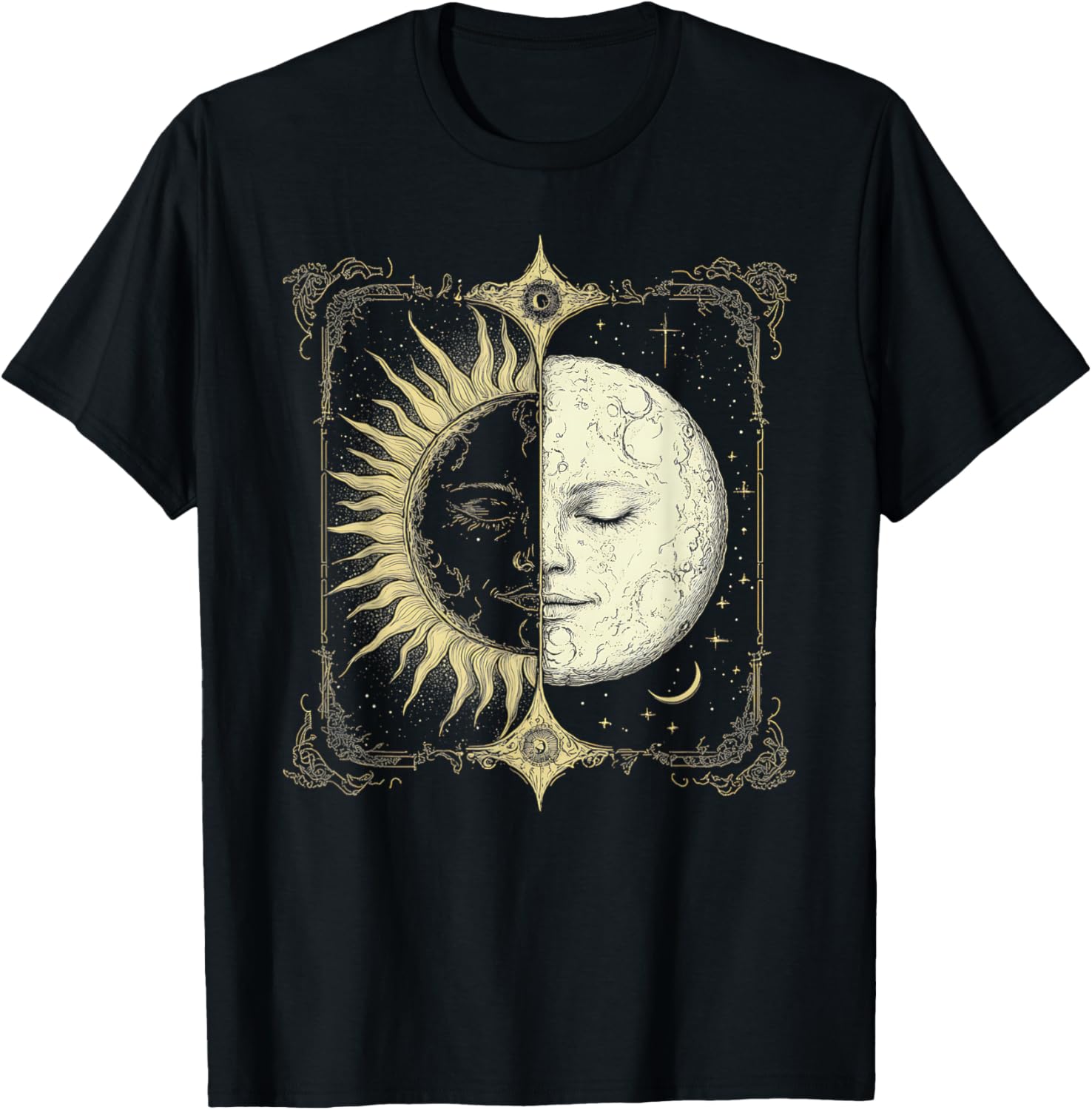Boho Sun and Moon Matching Couples T-Shirts for Fun Party Vibes - 1