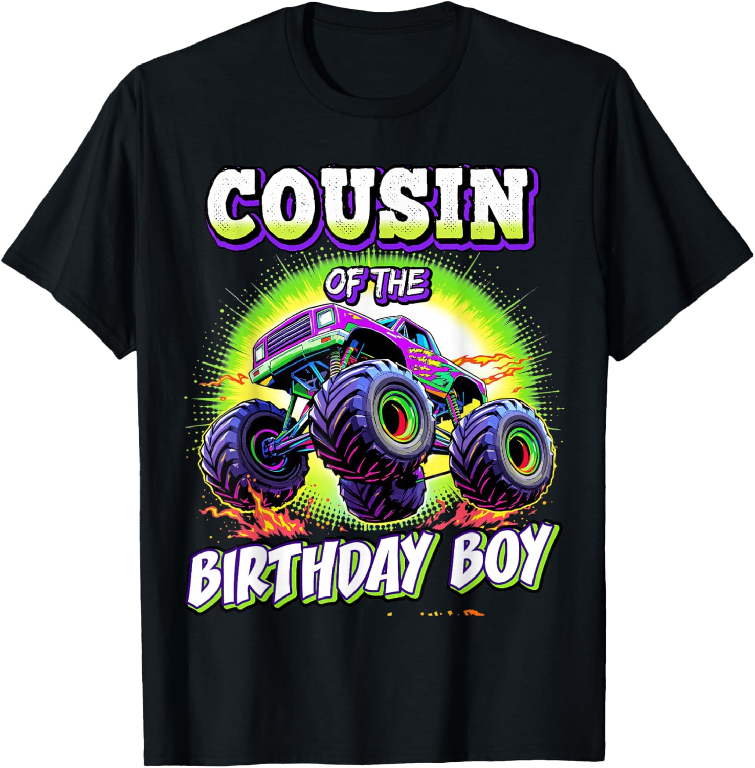 Cousin of the Birthday Boy Monster Truck T-Shirt for Fun Party Celebrations - 6