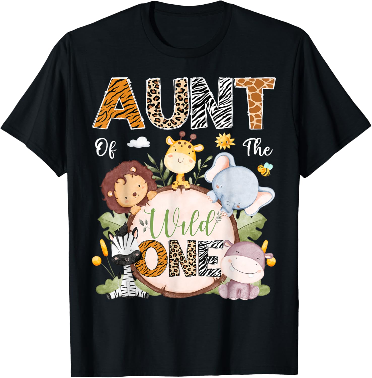 Aunt of the Wild One First Birthday Safari Animals T-Shirt for Kids - 10