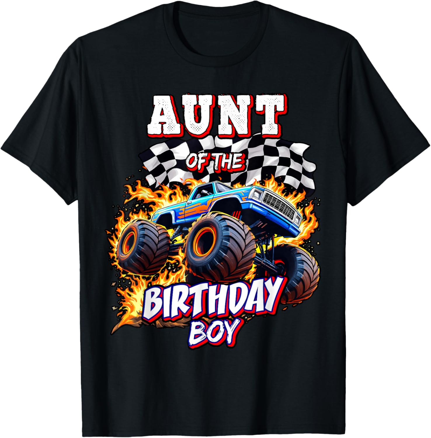 Monster Truck Birthday Party T-Shirt for Aunt of the Birthday Boy - 9