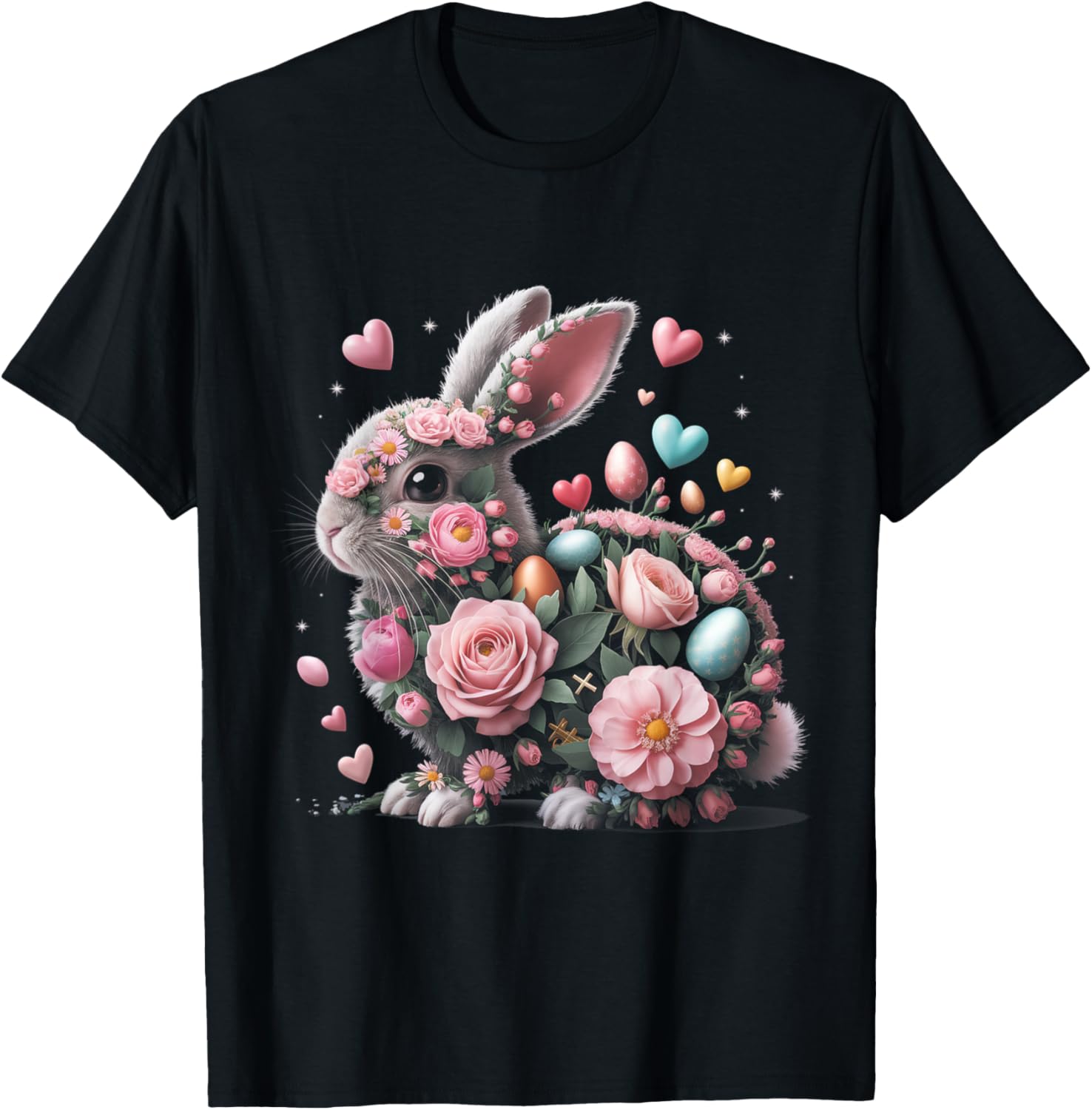 Whimsical Floral Easter Bunny Spring Aesthetic T-Shirt for Fun Celebrations - 8