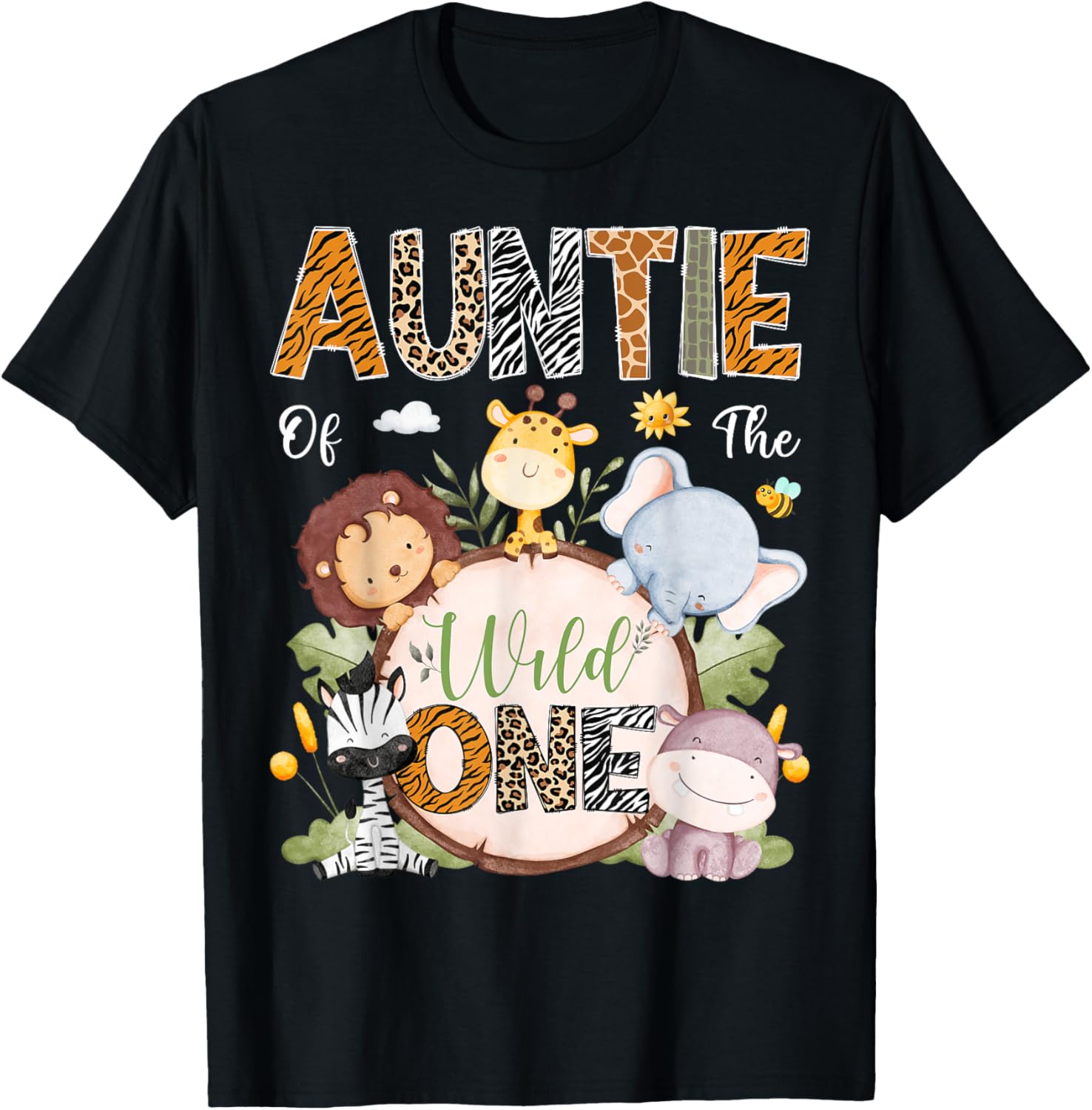 Auntie Of The Wild One 1st Birthday Safari Jungle Animals T-Shirt - 11