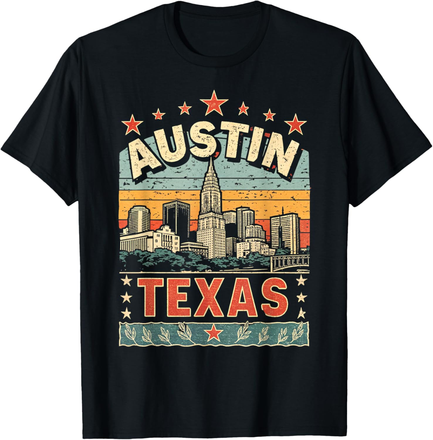 Austin Texas Skyline Vintage Graphic T-Shirt for City Lovers - 3