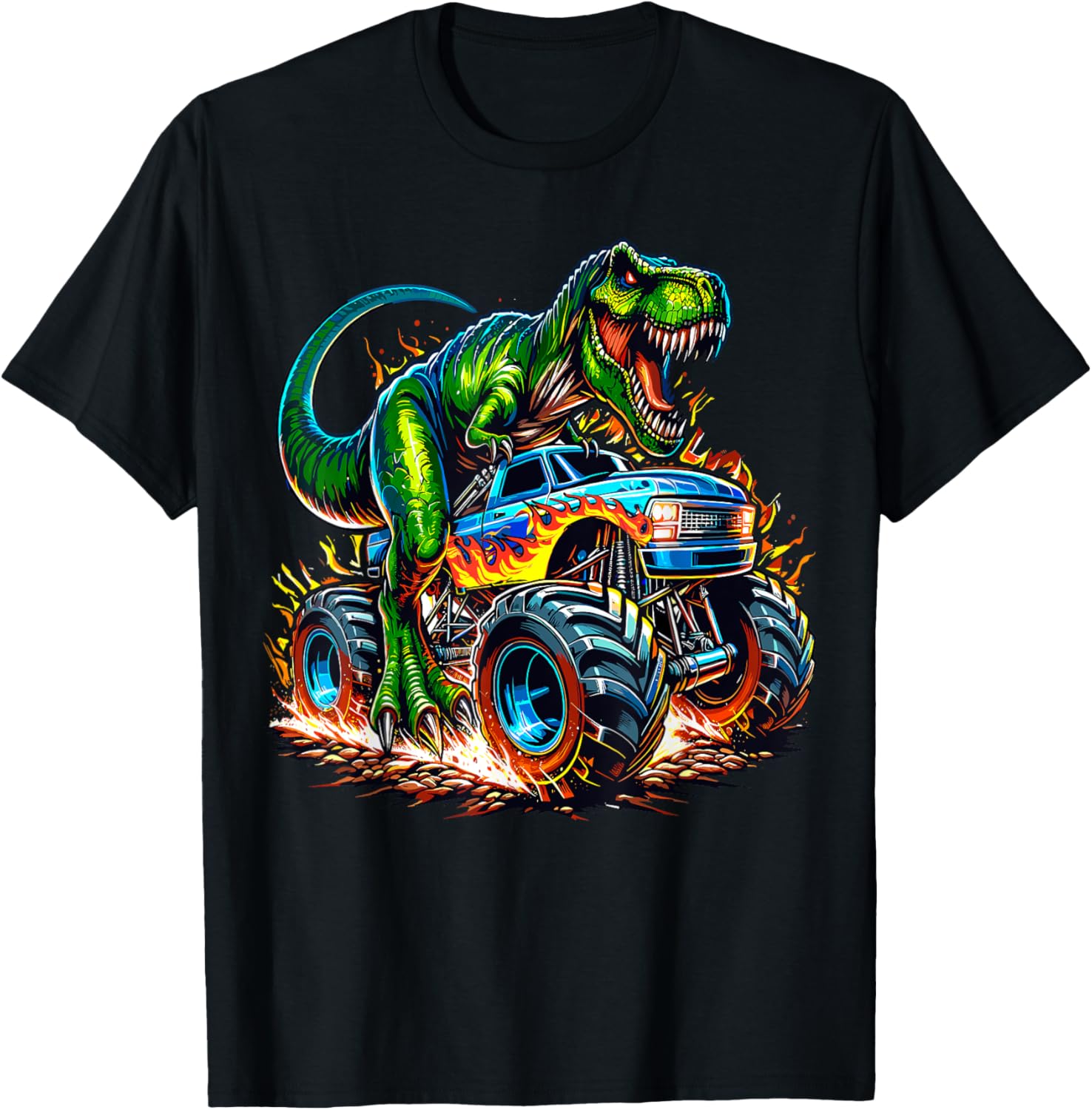 Monster Truck Dinosaur Birthday Party T-Shirt for Kids Fun Celebration - 6