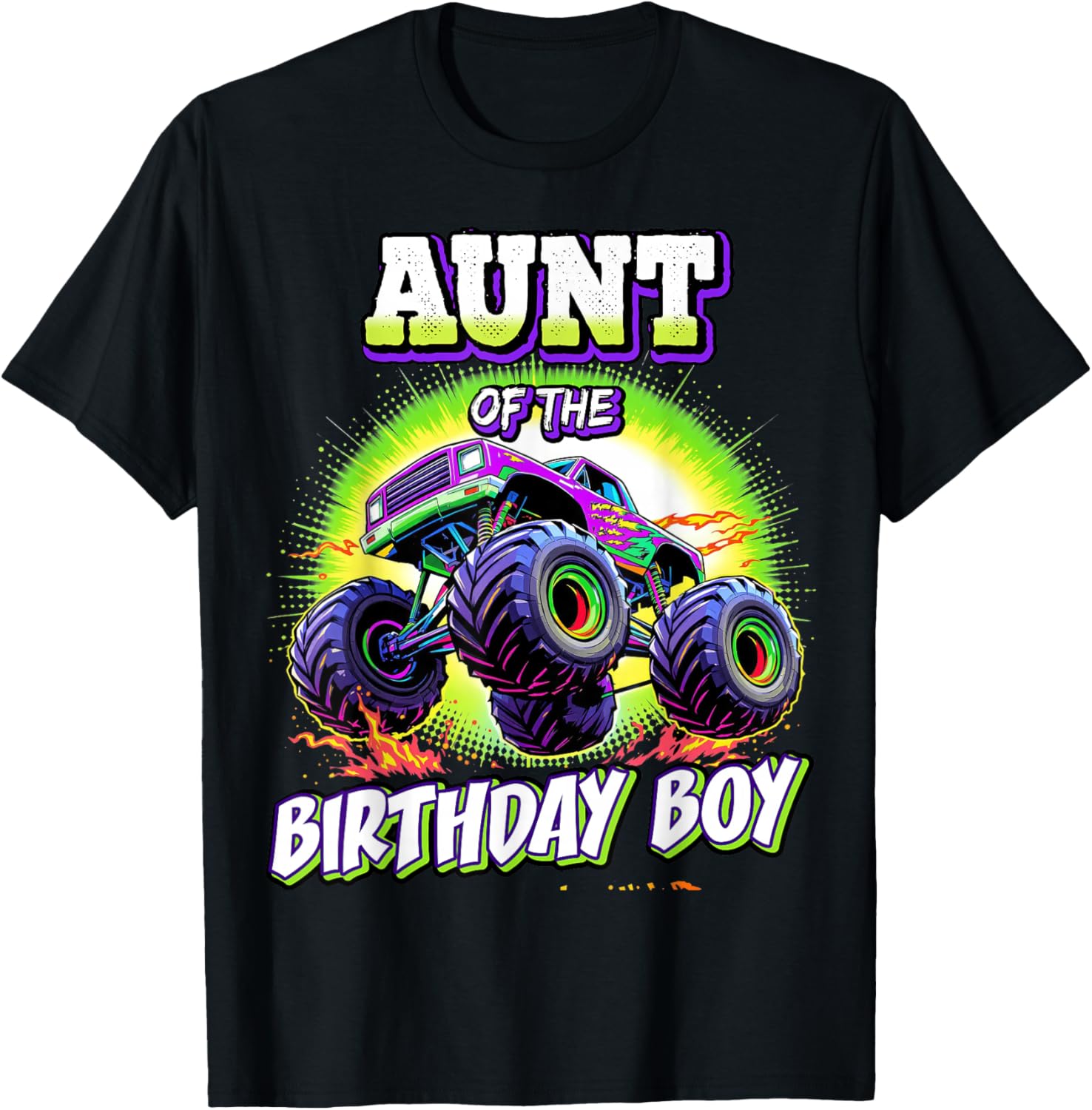 Aunt of the Birthday Boy Monster Truck T-Shirt for Fun Birthday Parties - 7
