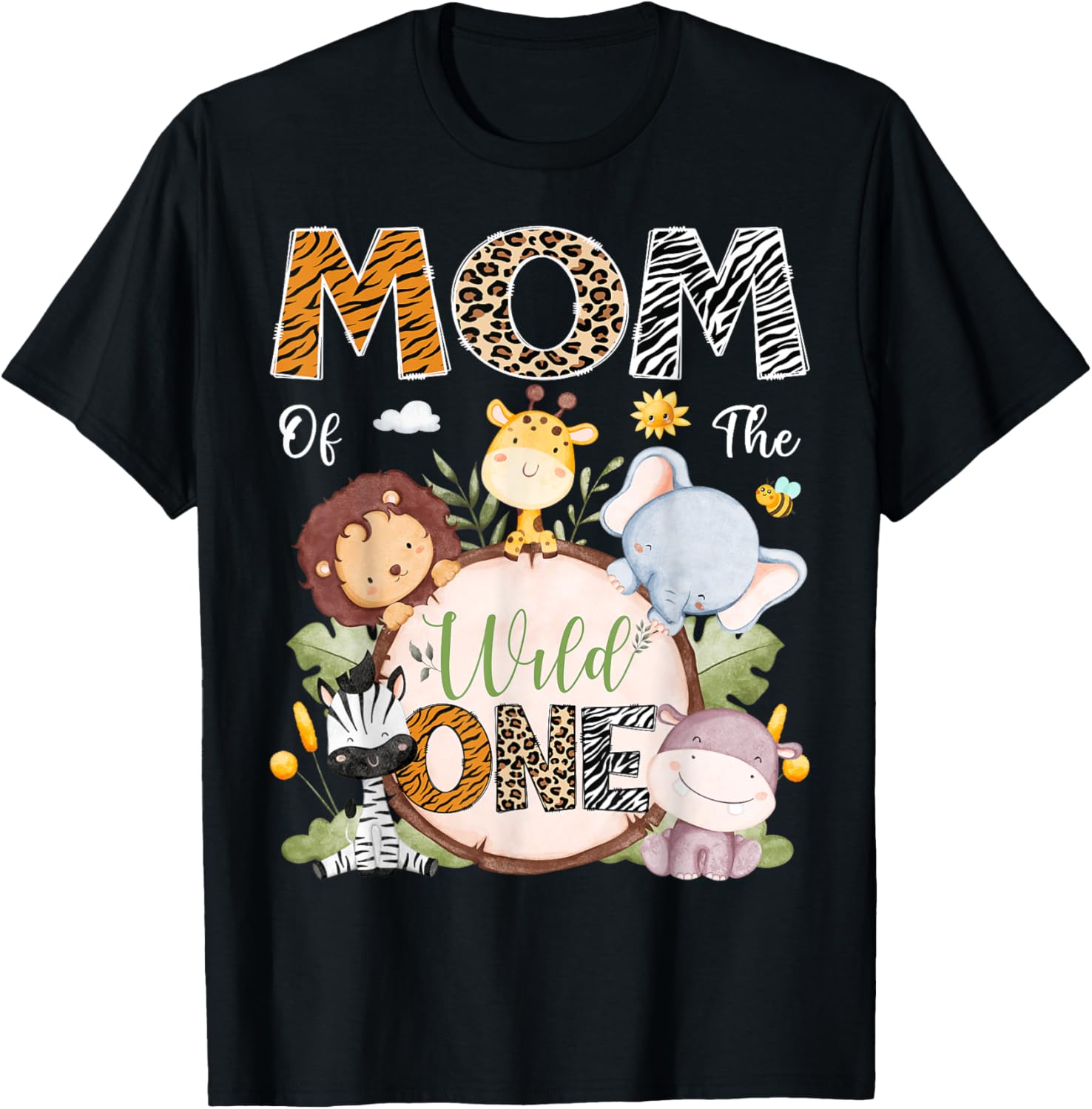 Mom Of The Wild One 1st Birthday Safari Jungle Animals T-Shirt - 13