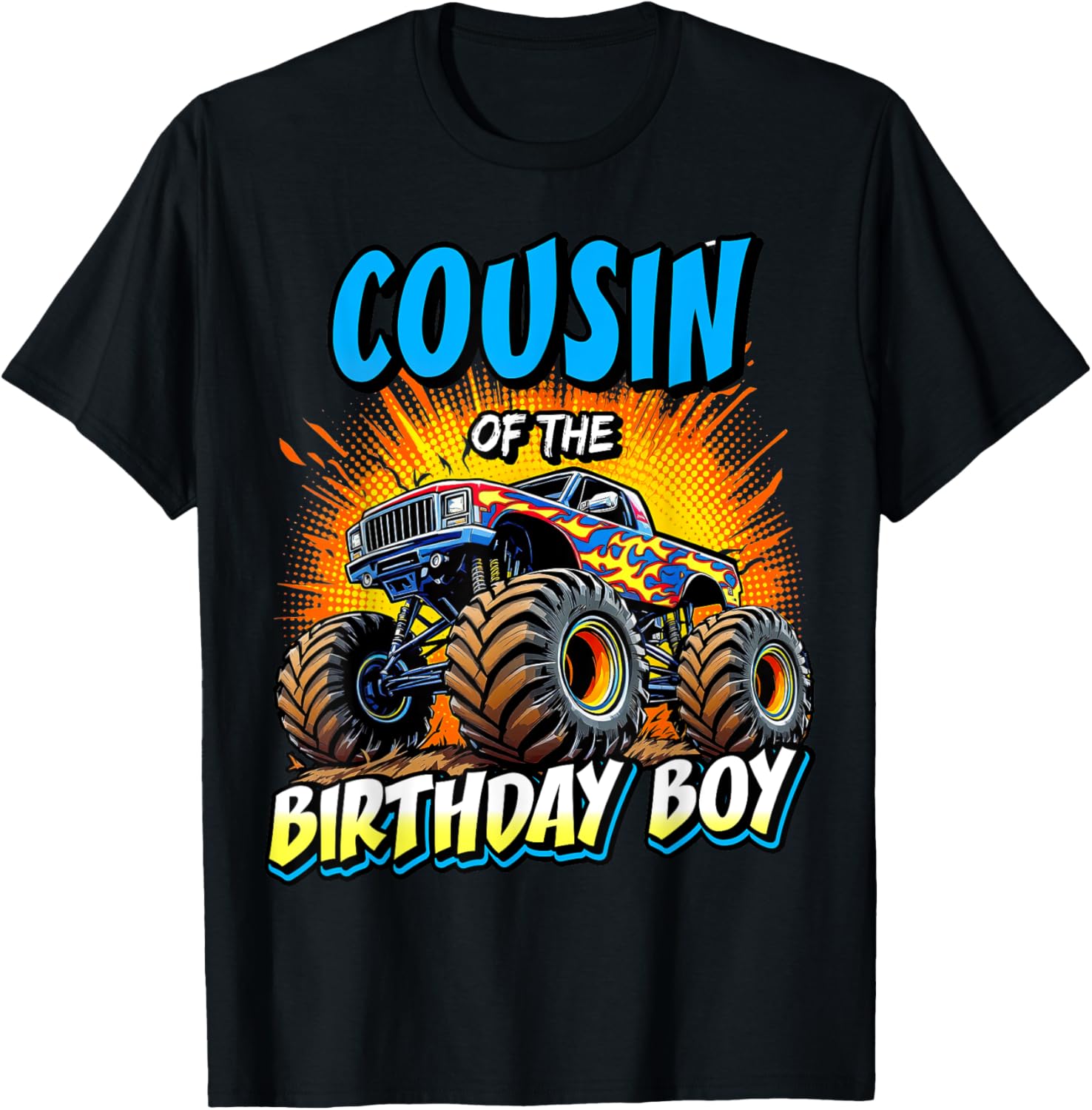 Cousin of the Birthday Boy Monster Truck T-Shirt for Fun Birthday Parties - 7