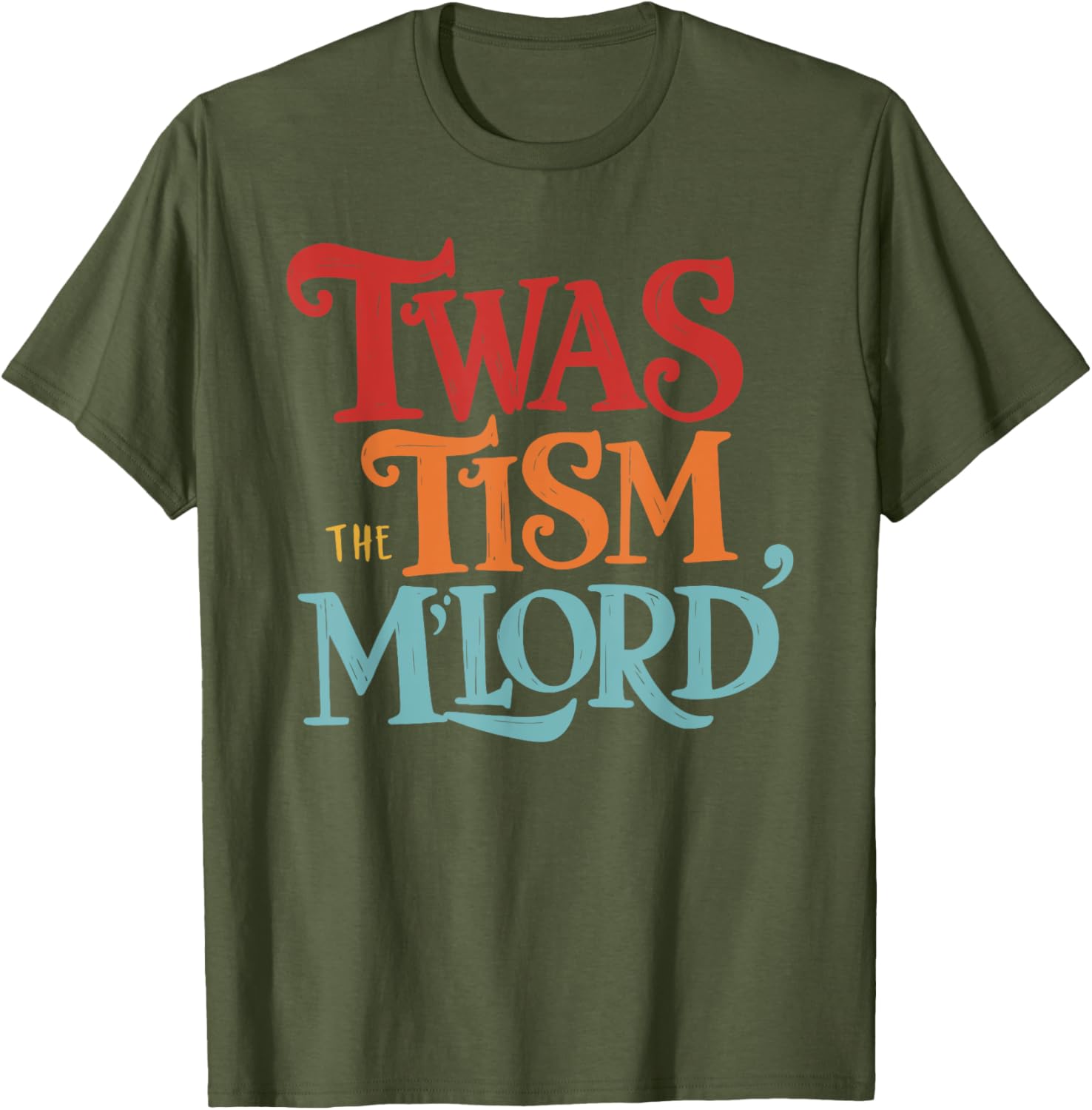 Vintage Style Twas the Tism M'Lord Black T-Shirt for Unisex Adults - 8