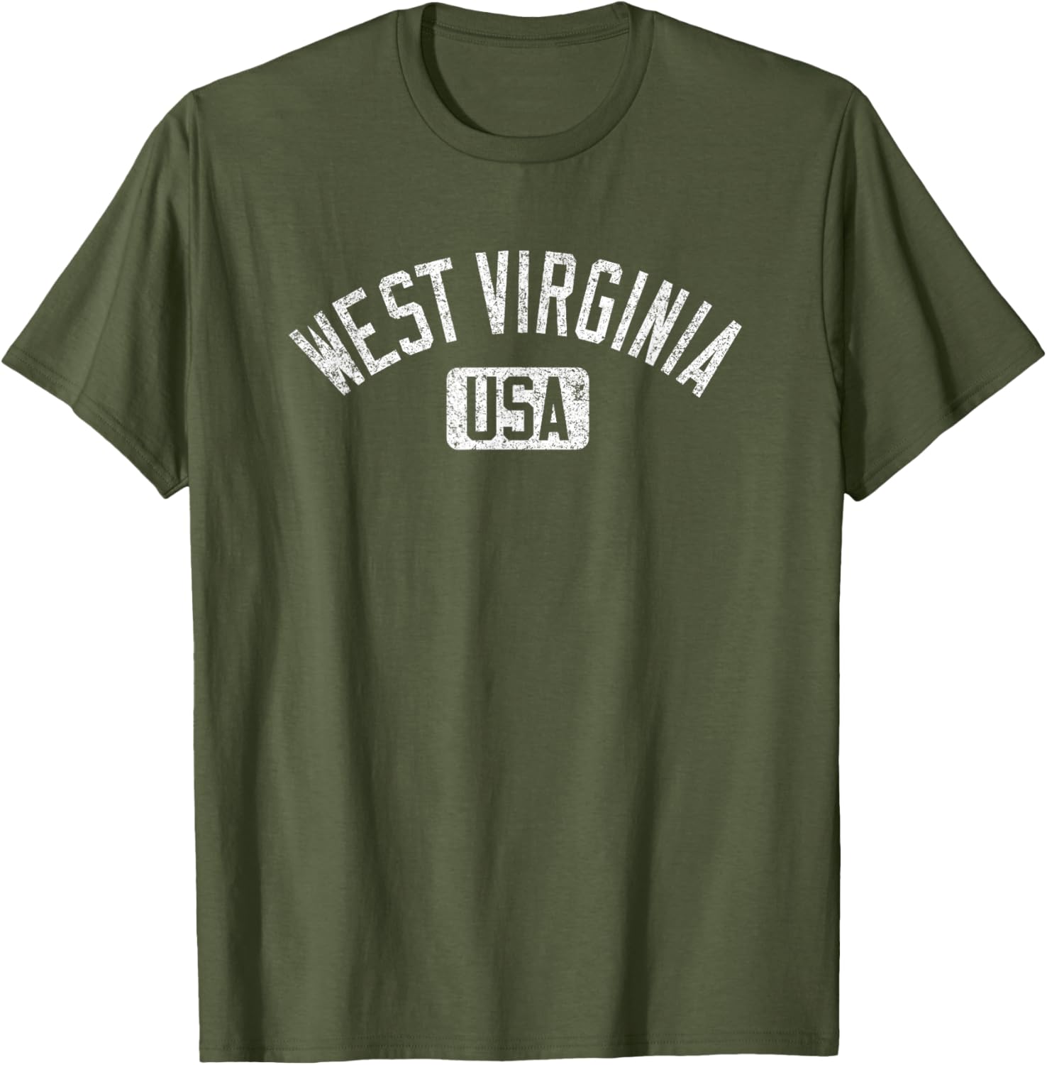 West Virginia Arched Text Distressed White Print T-Shirt for Casual Style - 22