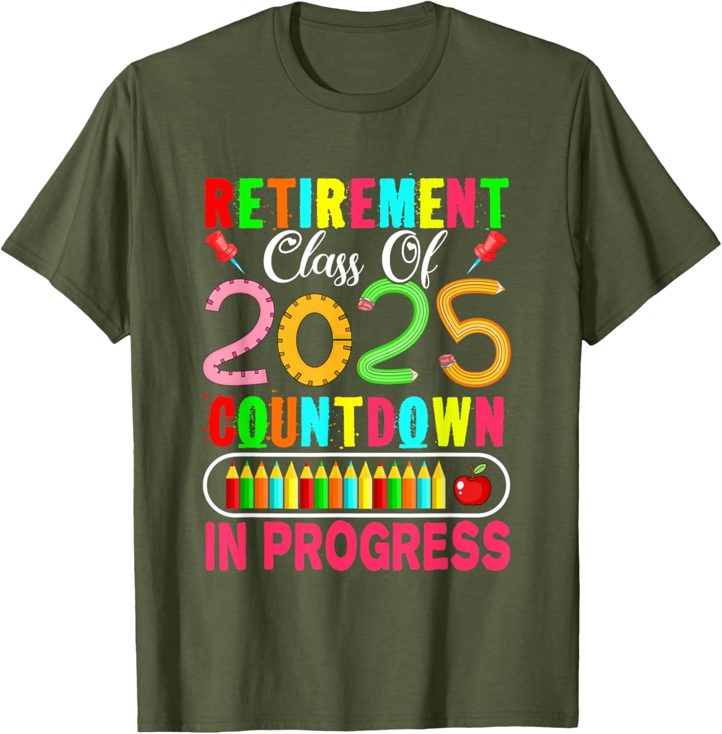 Colorful Retirement Class Of 2025 Countdown T-Shirt for Celebrations - 21