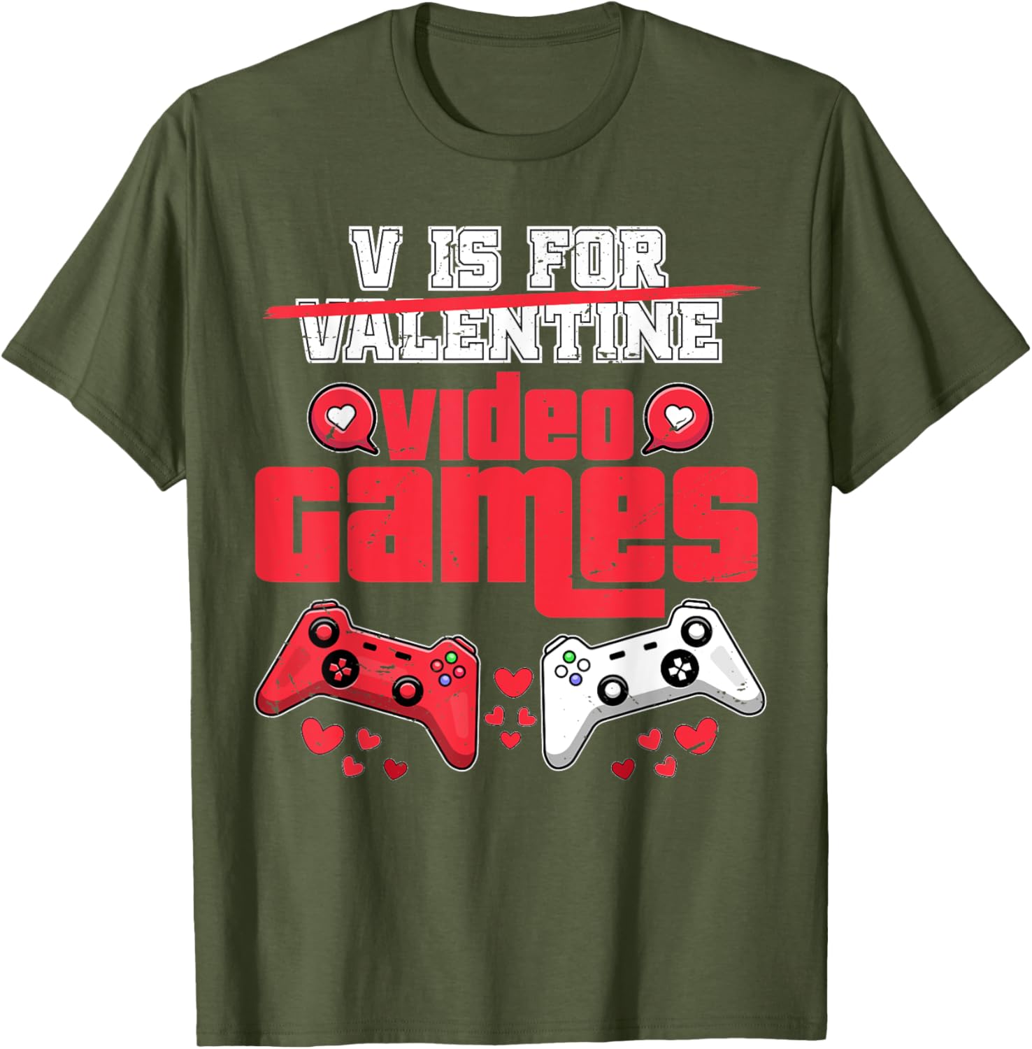 V Is For Video Games Men's Valentine's Day T-Shirt for Gamers - 1