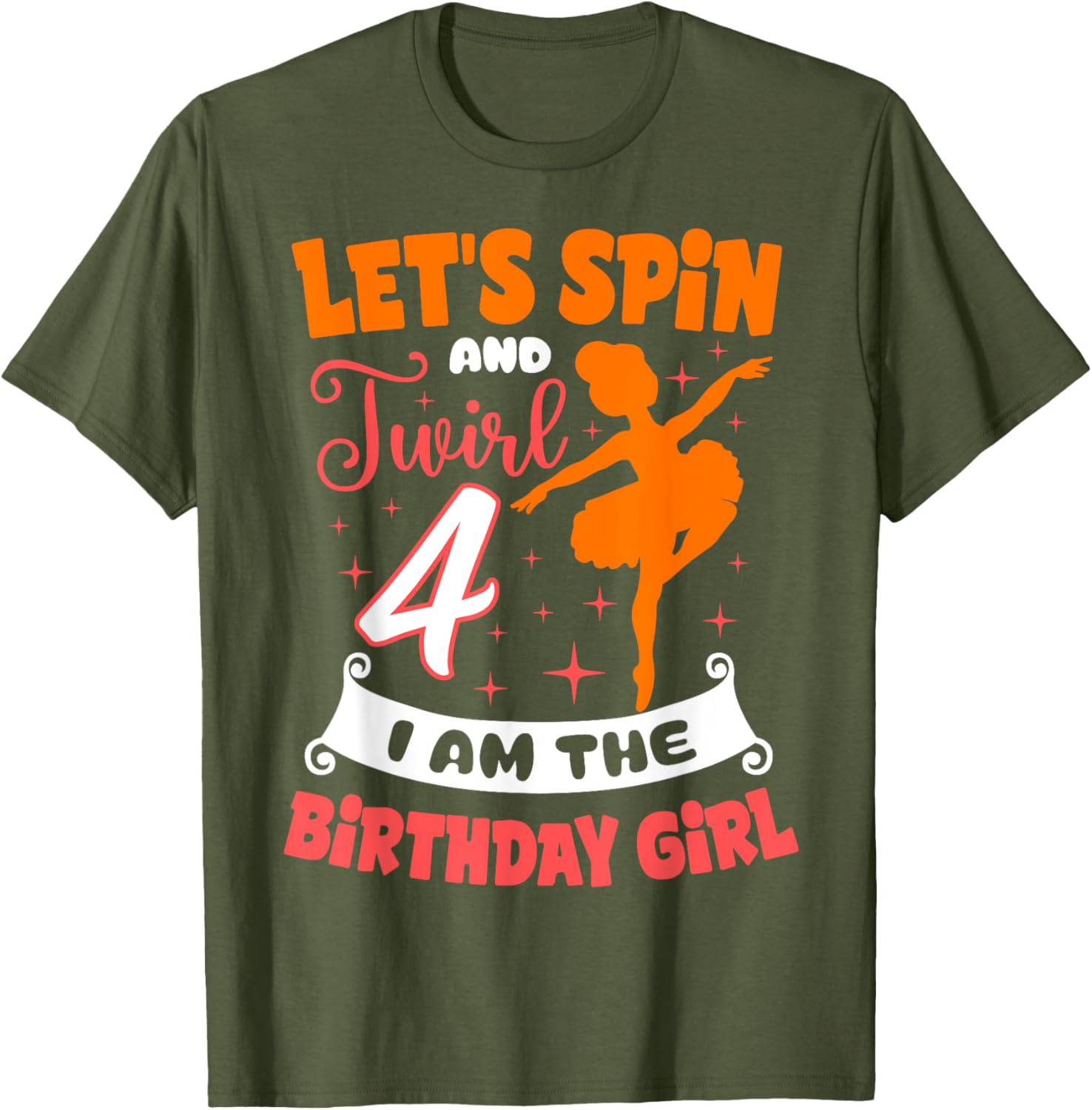 Ballerina Birthday Girl 4th Bday Pointe T-Shirt for Young Dancers - 12