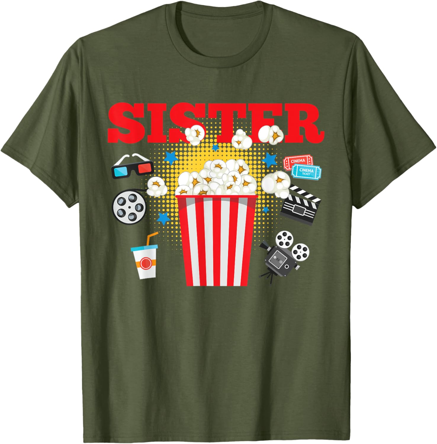 Sister Movie Night Party T-Shirt for Fun Birthday Celebrations - 7
