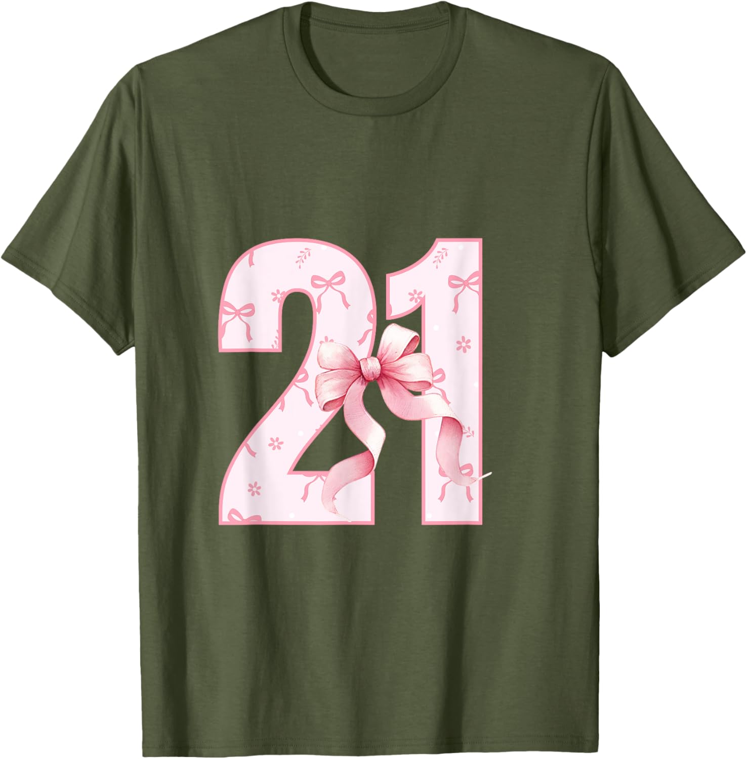 Cute Pink Coquette Bow Birthday Girl T-Shirt for 21st Celebration - 3
