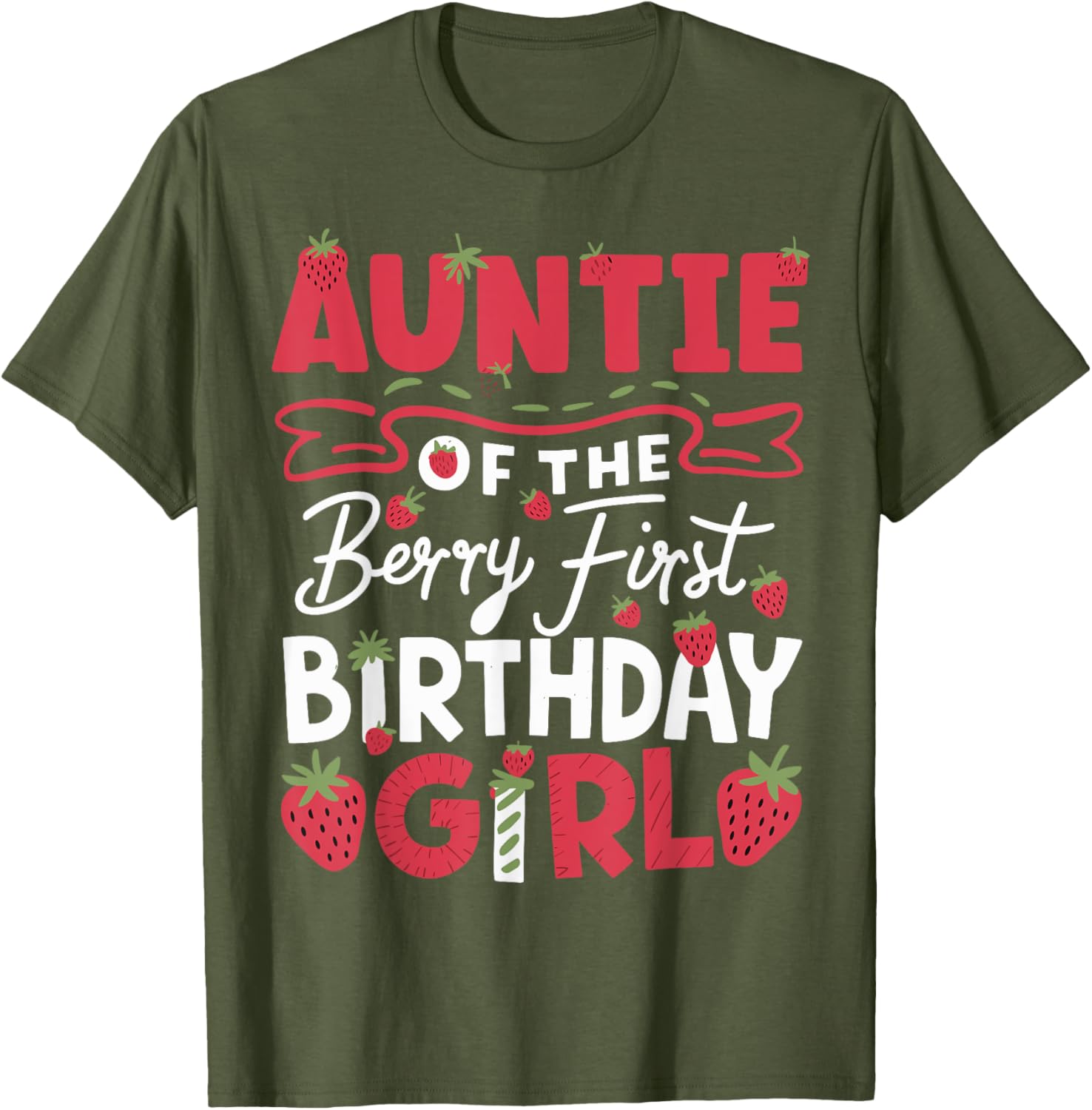 Auntie of the Berry First Birthday Strawberry T-Shirt for Girls - 3