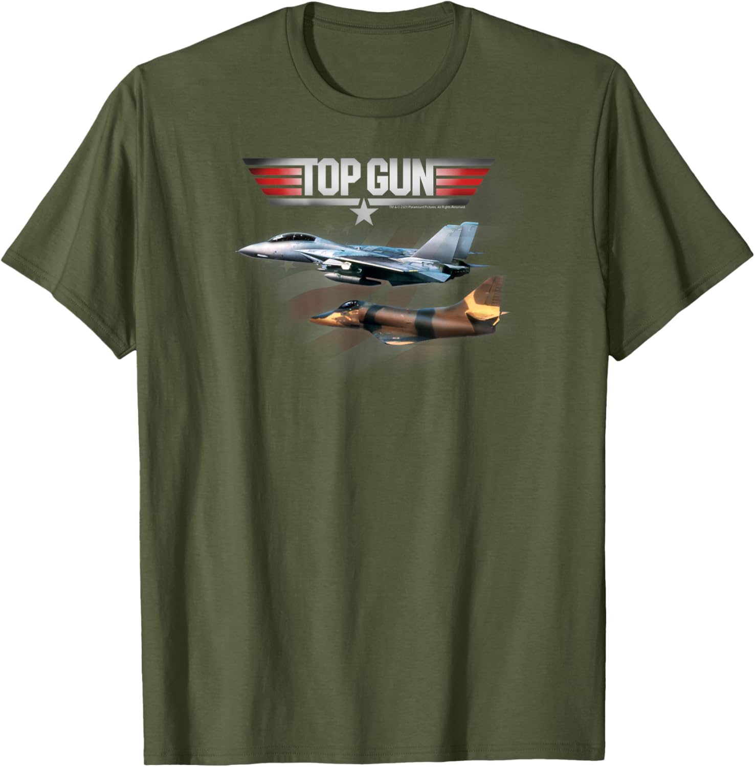 Top Gun Fighter Jet T-Shirt with American Flag for Movie Fans - 3