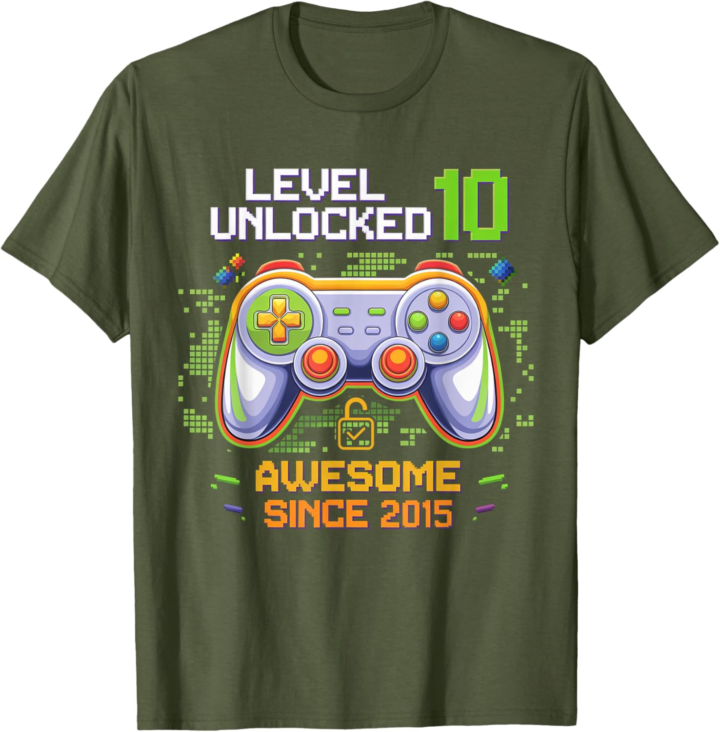 Level 10 Unlocked Birthday Gaming T-Shirt for Awesome 10 Year Olds - 9