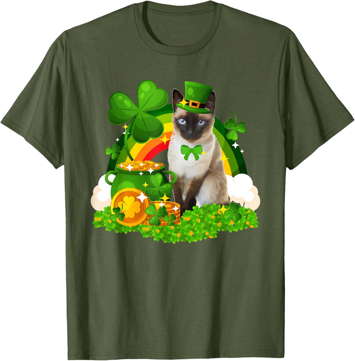Adorable Leprechaun Siamese Cat St Patrick's Day T-Shirt for Cat Lovers - 2