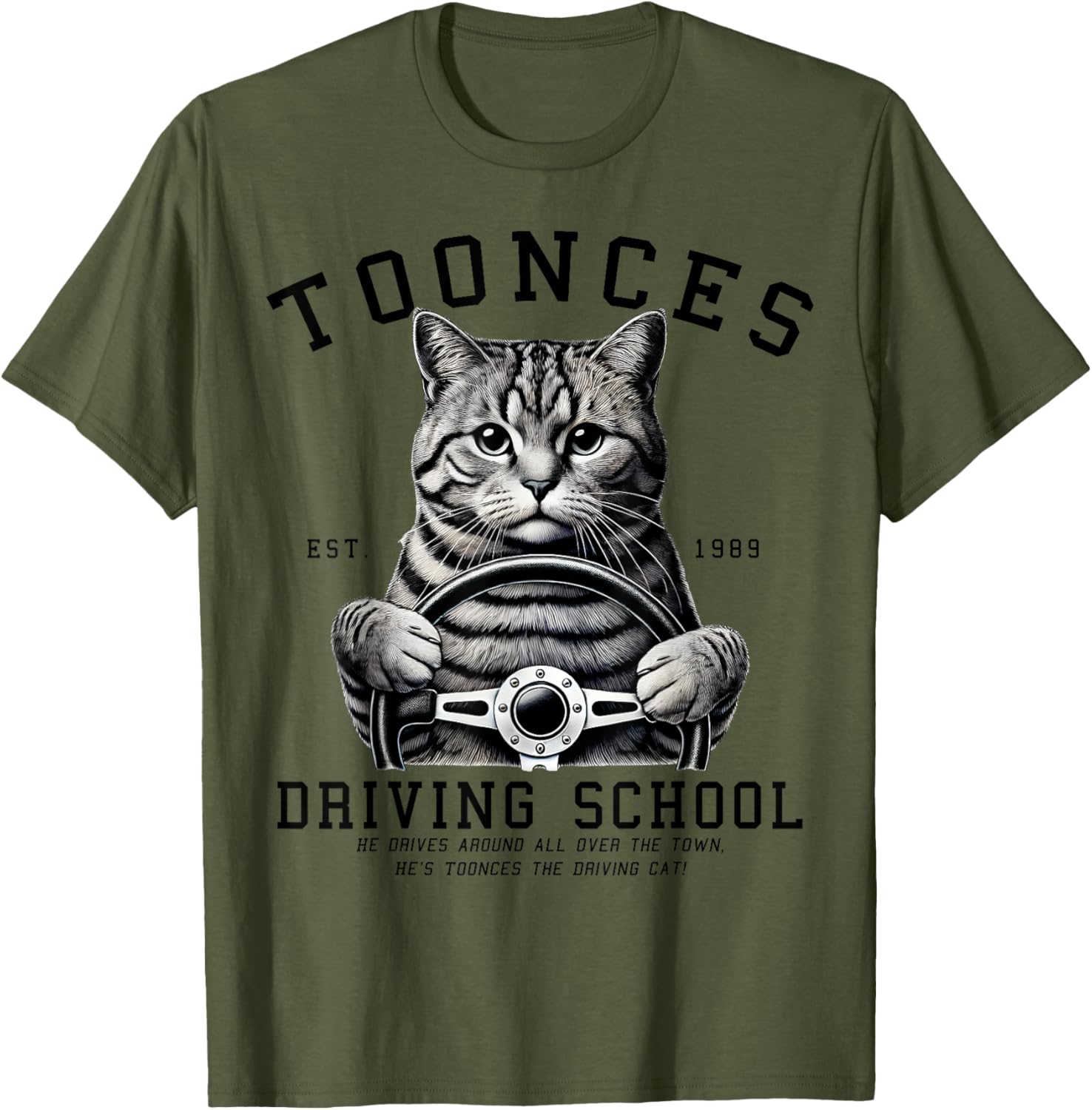 Toonces Driving School T-Shirt for Men, Women, Girls, and Kids - 22