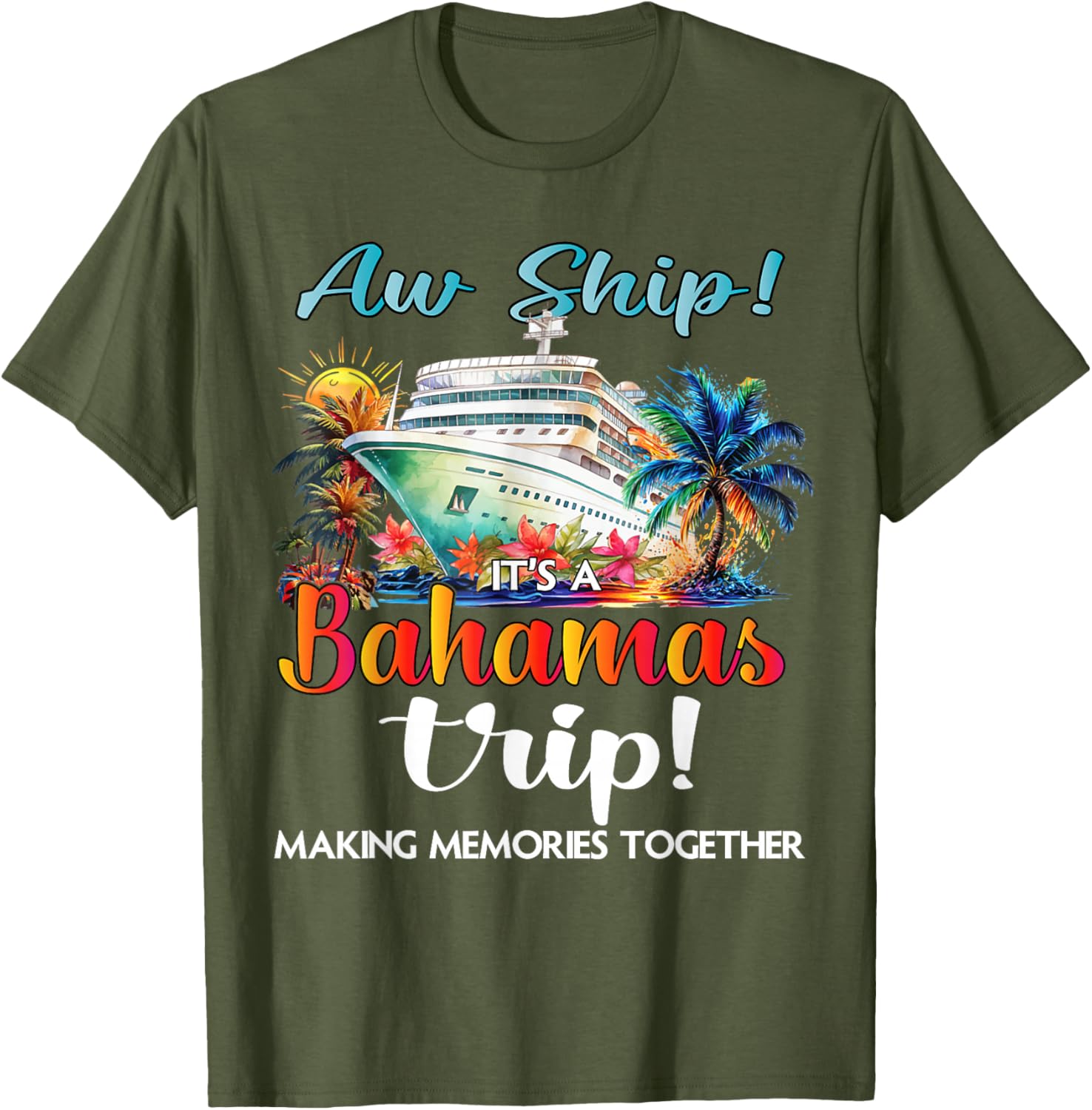 Aw Ship It's A Bahamas Trip 2025 Cruise Vacation T-Shirt for Fun Travelers - 5