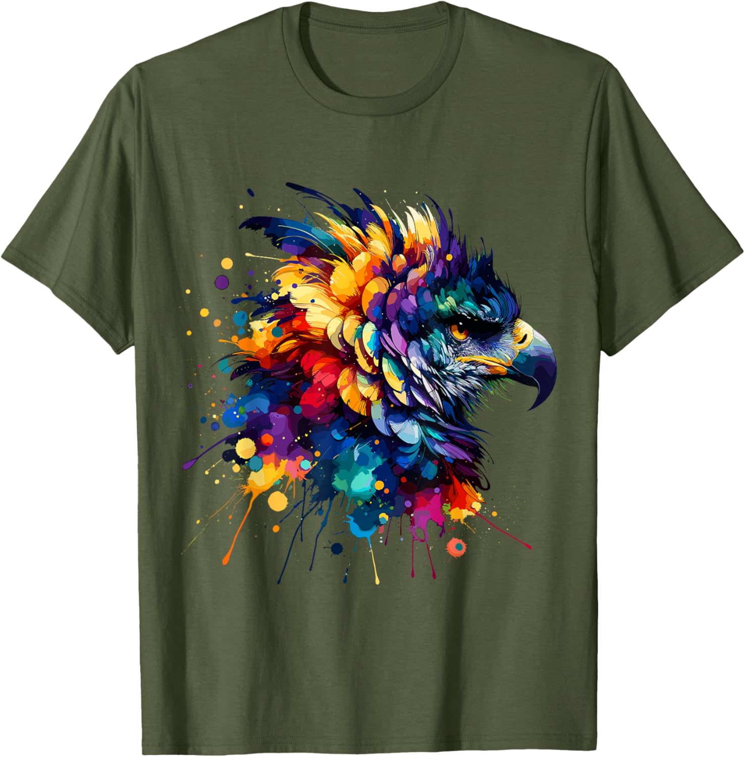 Colorful Harpy Eagle Splash Art T-Shirt for Nature Lovers and Wildlife Fans - 16