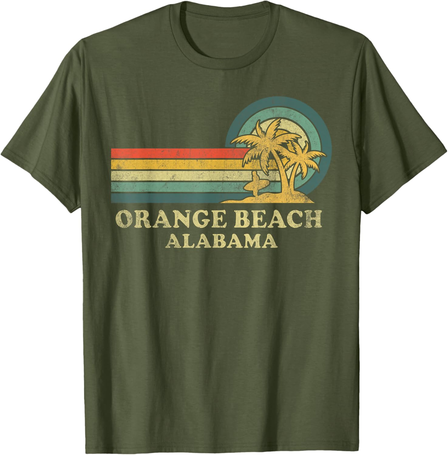 Vintage Palm Tree T-Shirt for Family Vacations in Orange Beach Alabama - 7