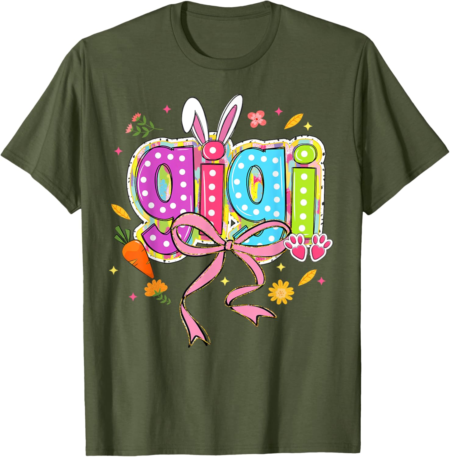 Coquette Bow Bunny Gigi Easter T-Shirt with Boho Floral Design for Family - 20