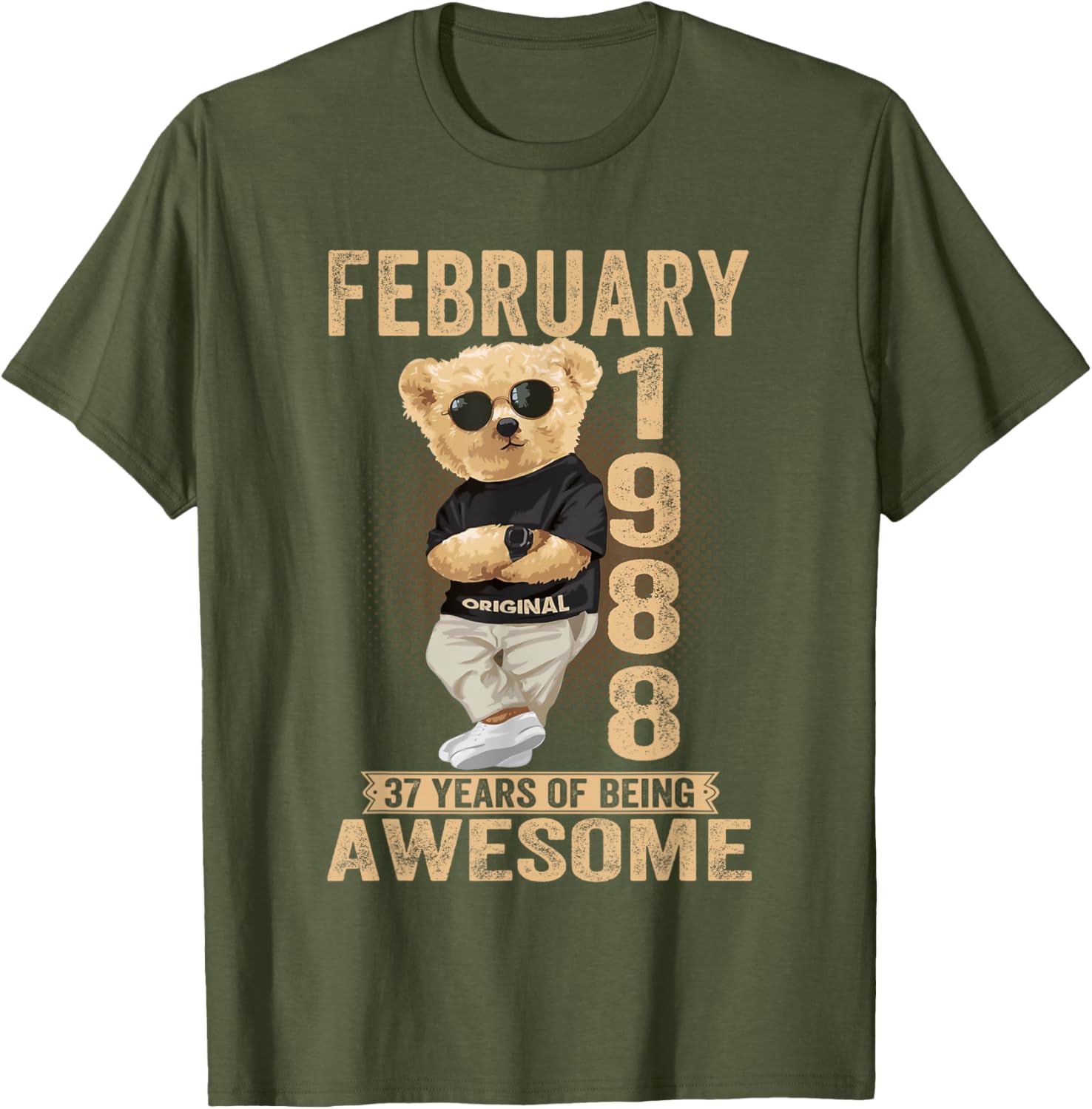 Awesome Teddy Bear T-Shirt for February 37th Birthday 1988 Men & Women - 17