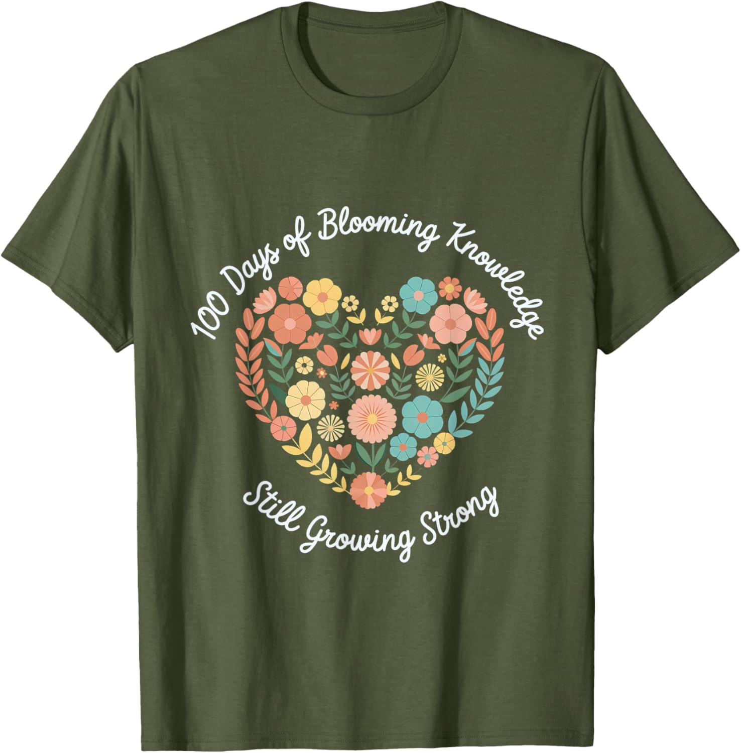 Boho Flowers 100th Day of School Teacher T-Shirt for Classroom Fun - 11