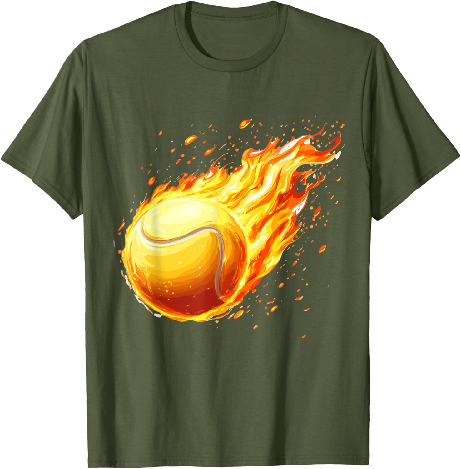 Burning Tennis Ball Fire Tee for Passionate Tennis Players - 16