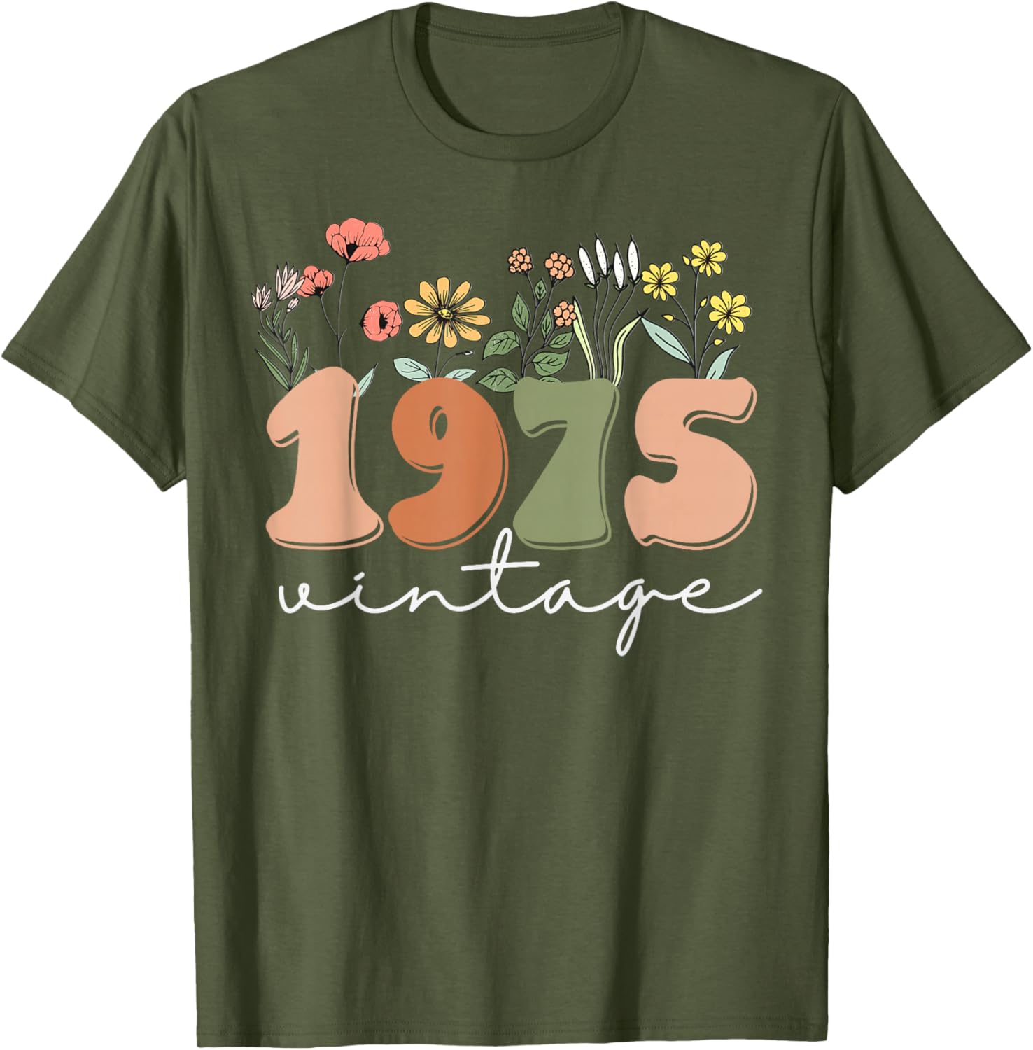 Vintage 1975 50th Birthday Wildflower T-Shirt for Women - 25