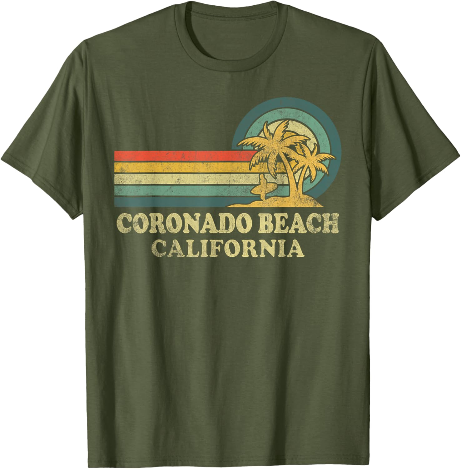 Vintage Palm Tree T-Shirt for Family Vacations at Coronado Beach California - 2