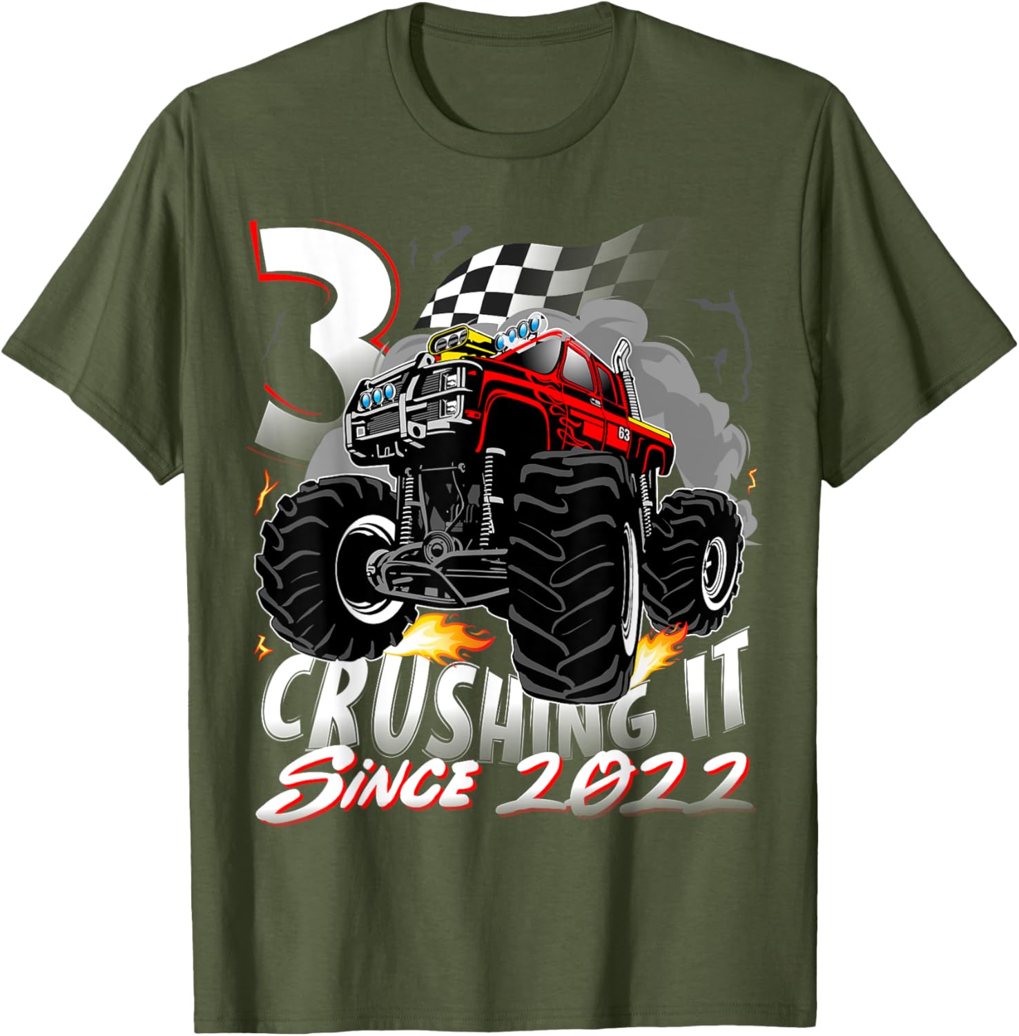 Cool Monster Truck Birthday T-Shirt for 3 Year Old Boys Born 2022 - 19