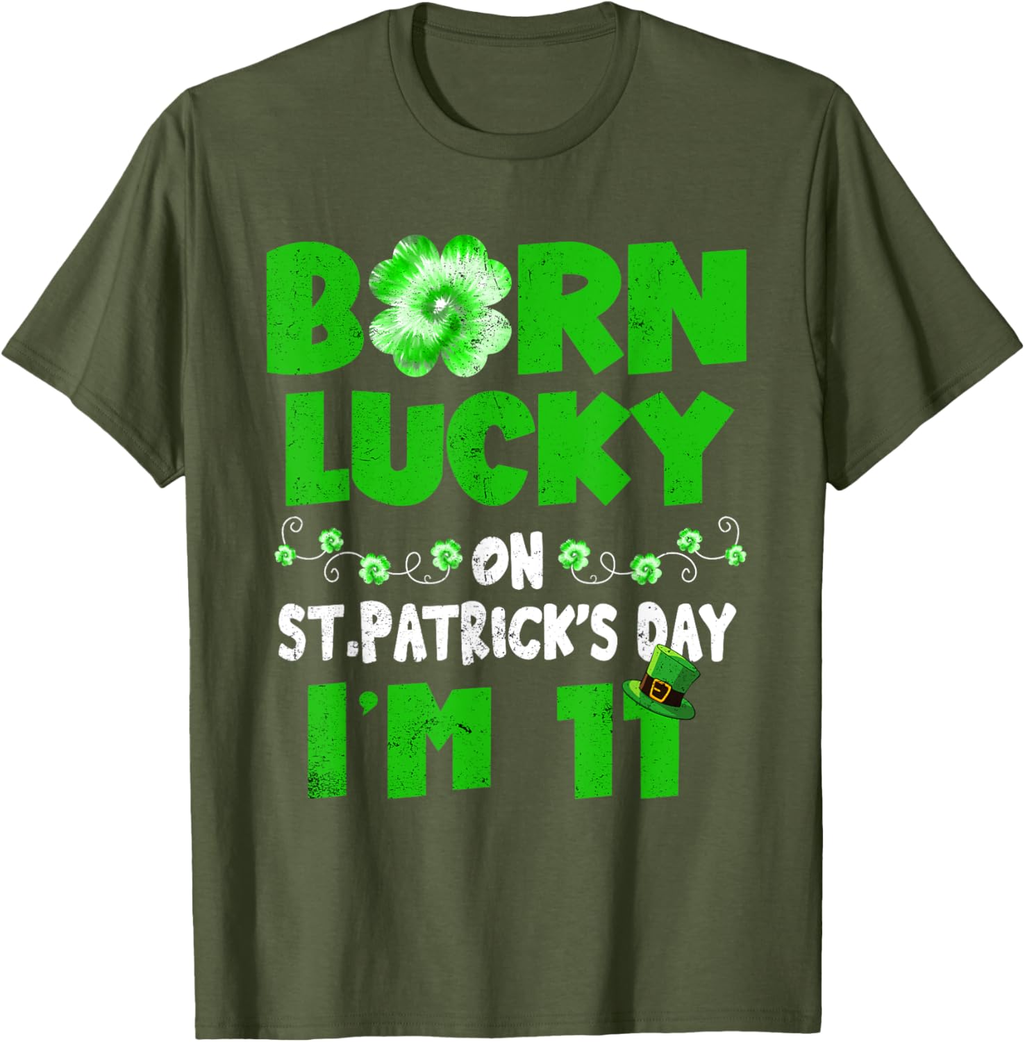 Born Lucky St. Patrick's Day 11th Birthday T-Shirt for Kids - 6