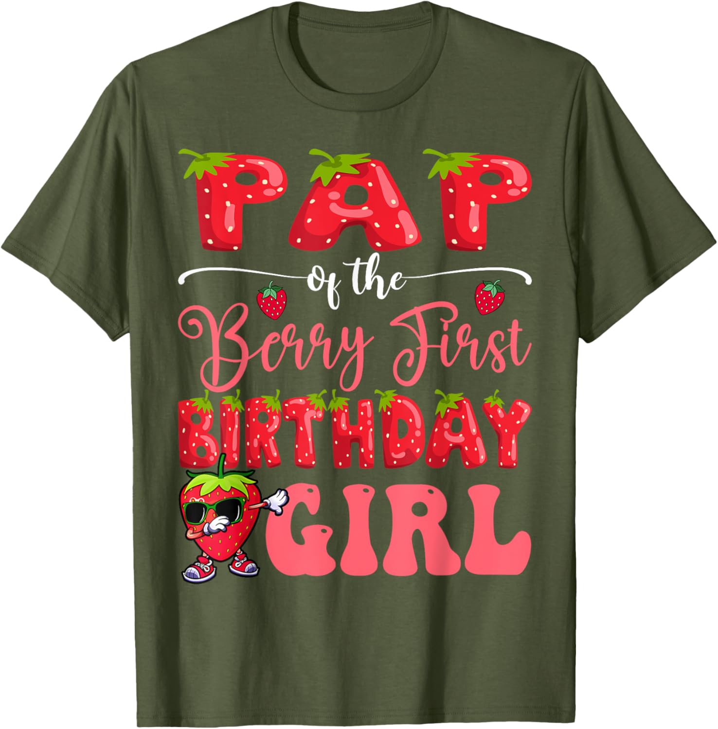 Sweet Strawberry First Birthday T-Shirt for Girls - Pap Of Berry Design - 7