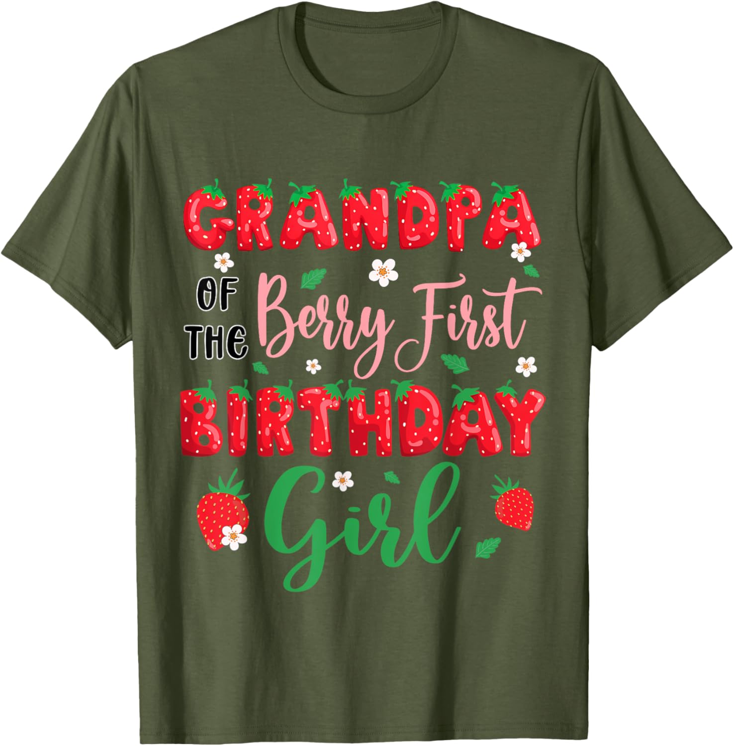 Grandpa of the Berry First Birthday Girl Strawberry T-Shirt for Dad - 20