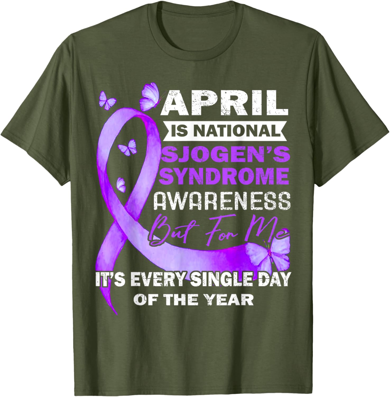 April Wear Purple Ribbon Sjögren's Syndrome Awareness T-Shirt for Support - 18