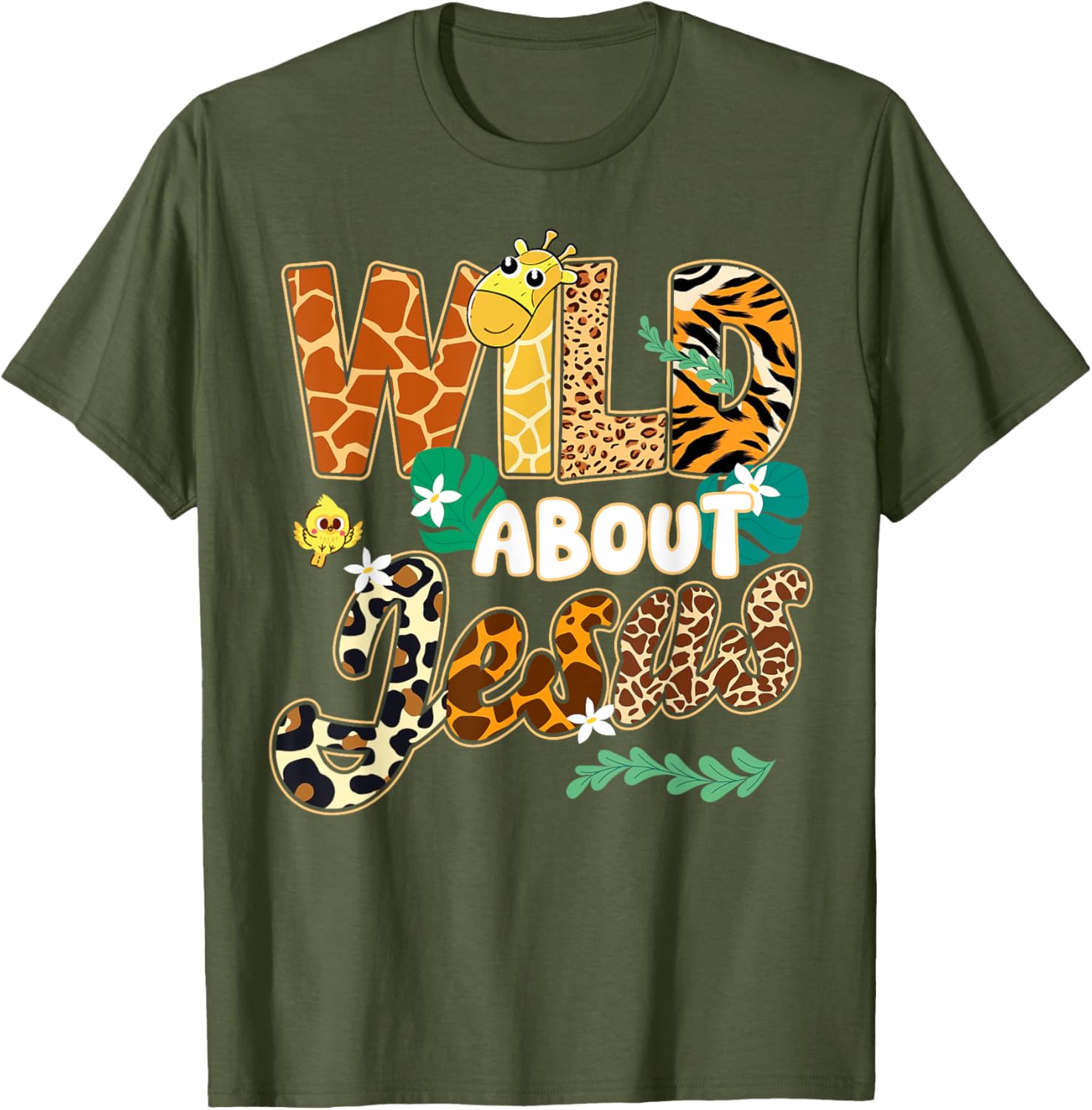 Wild About Jesus Kids T-Shirt with Fun Leopard Zebra Print Design - 1