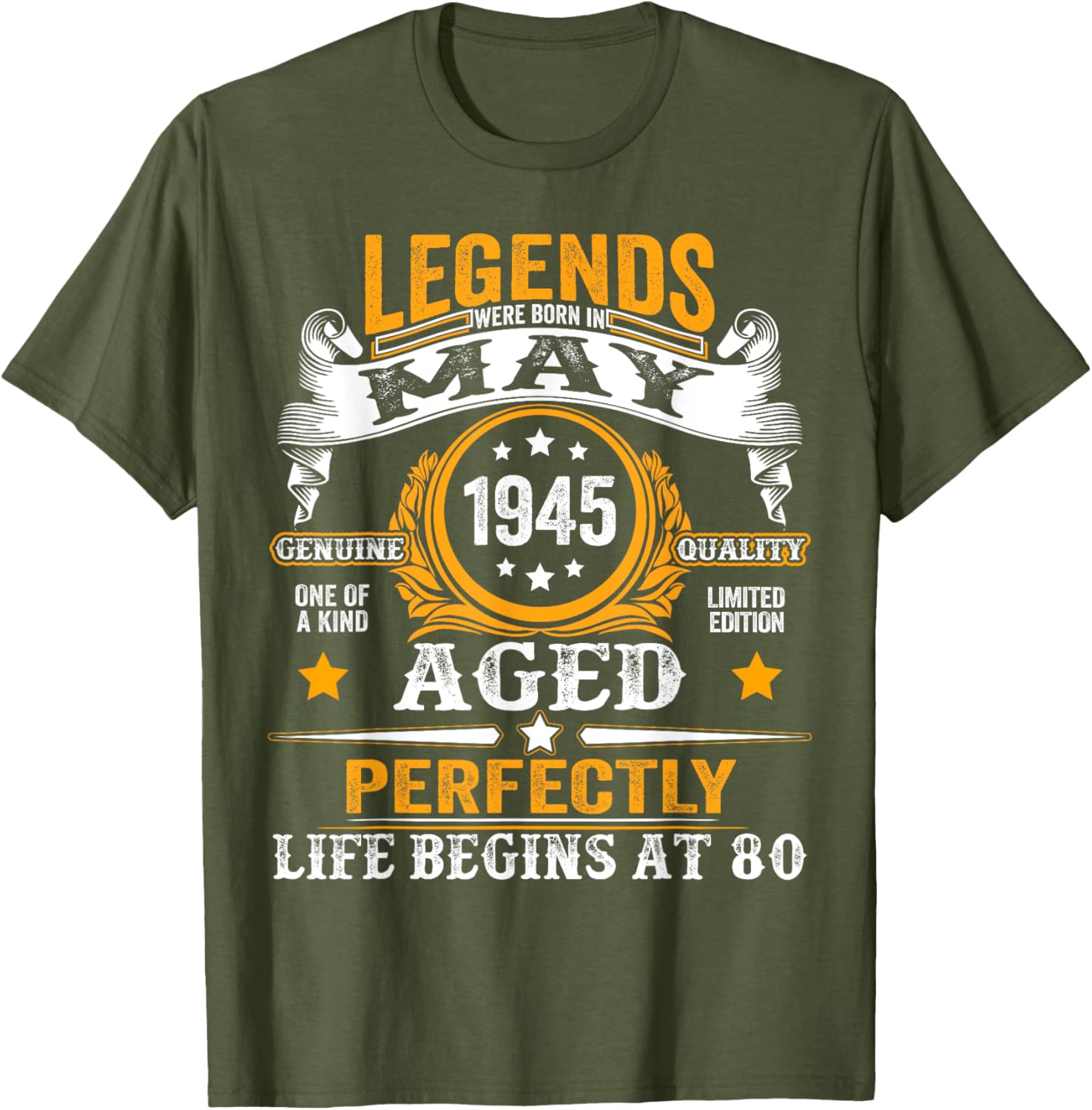 Legends Since May 1945 Retro 80th Birthday T-Shirt for Men and Women - 1