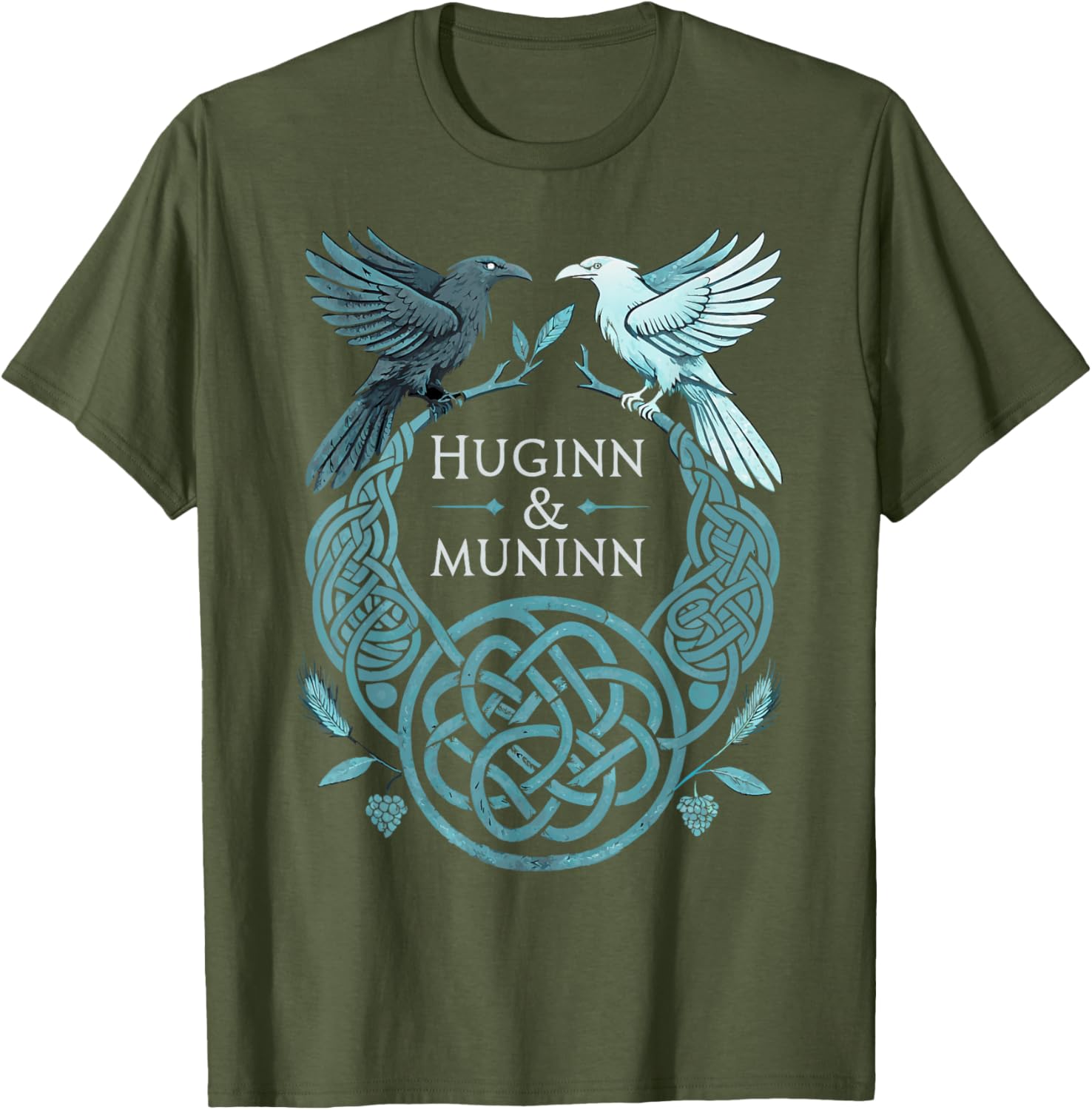 Celtic Viking Ravens T-Shirt with Huginn and Muninn Design - 1