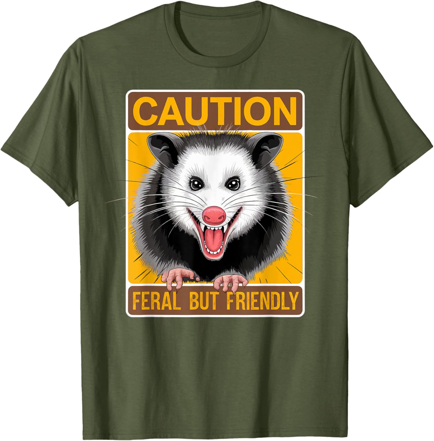 Caution Feral But Friendly Opossum T-Shirt for Animal Lovers - 10