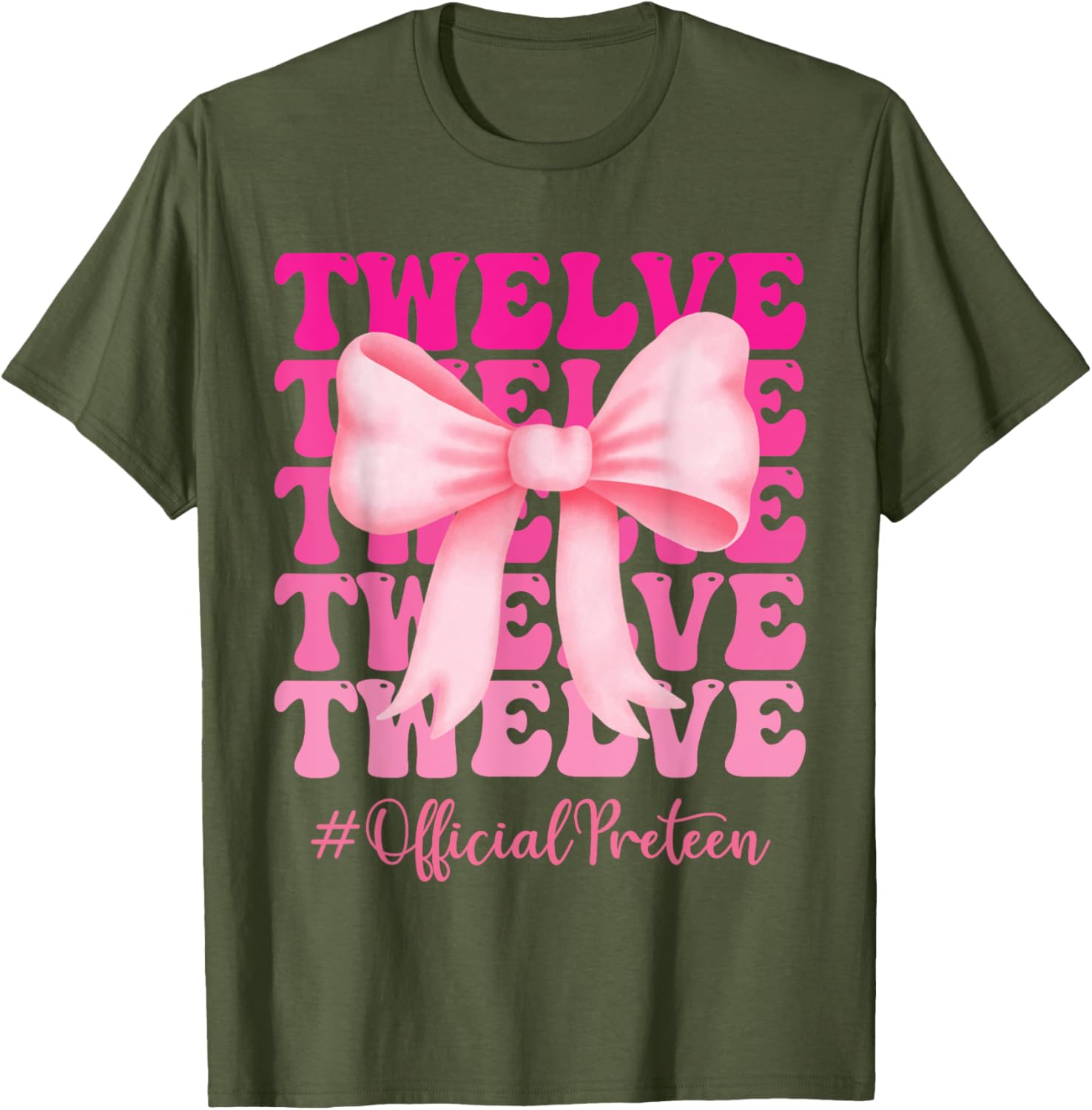 Birthday Girl Pink Coquette Bow T-Shirt for Stylish 12 Year Olds - 12
