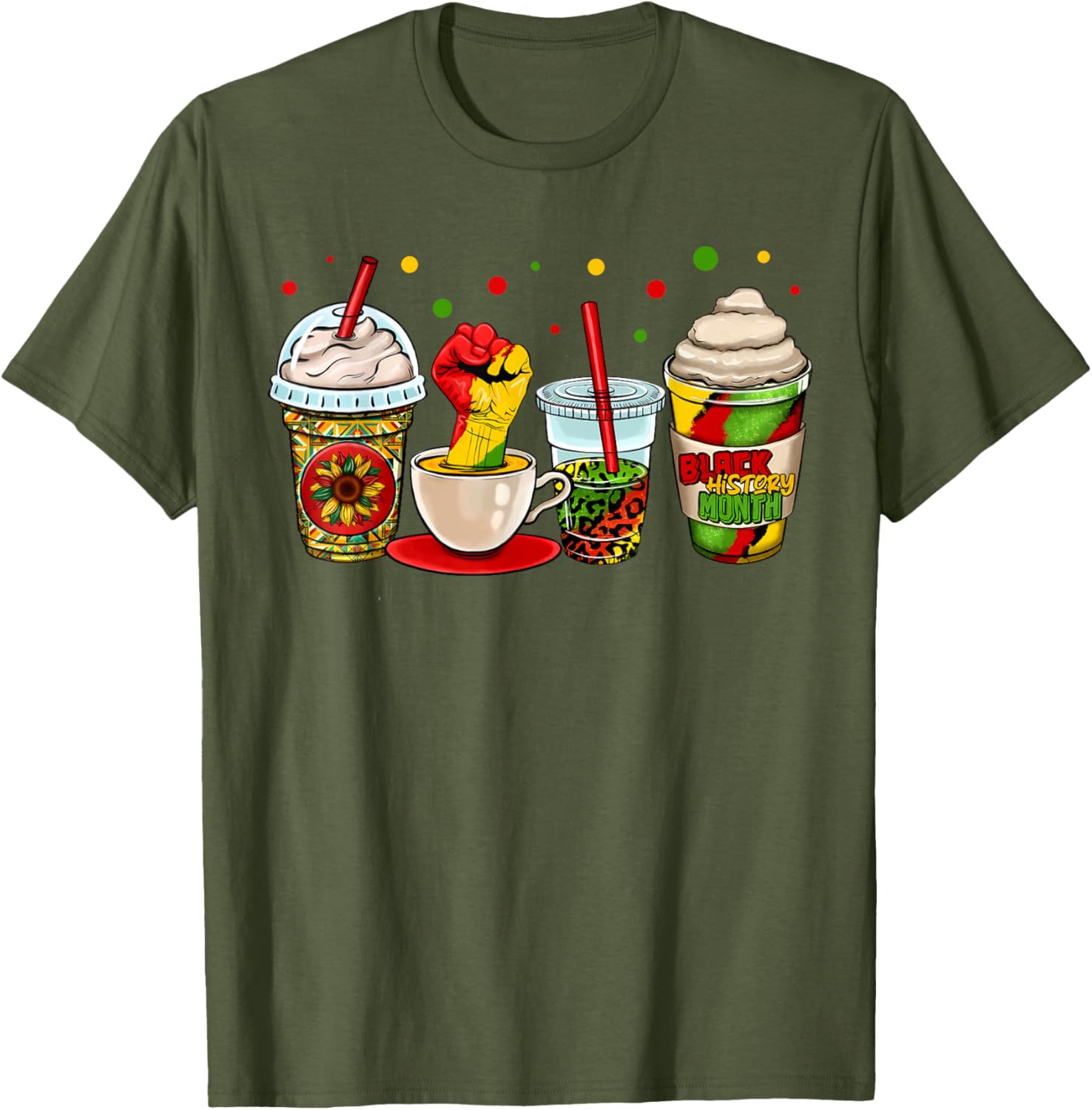 Celebrate Black History Month with Kente Dashiki Coffee Cup T-Shirt - 12