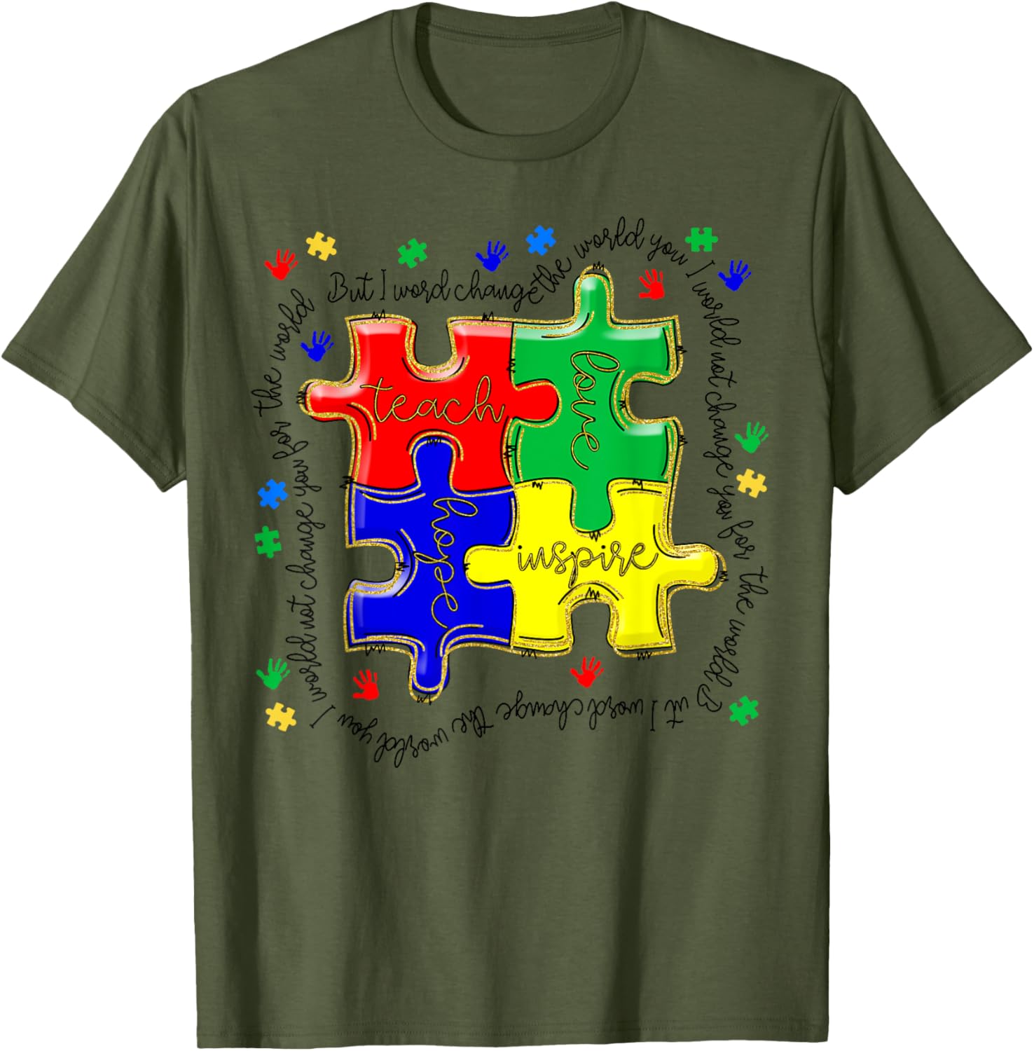 Autism Awareness Teacher Puzzle Shirt Teach Accept Understand Love - 8