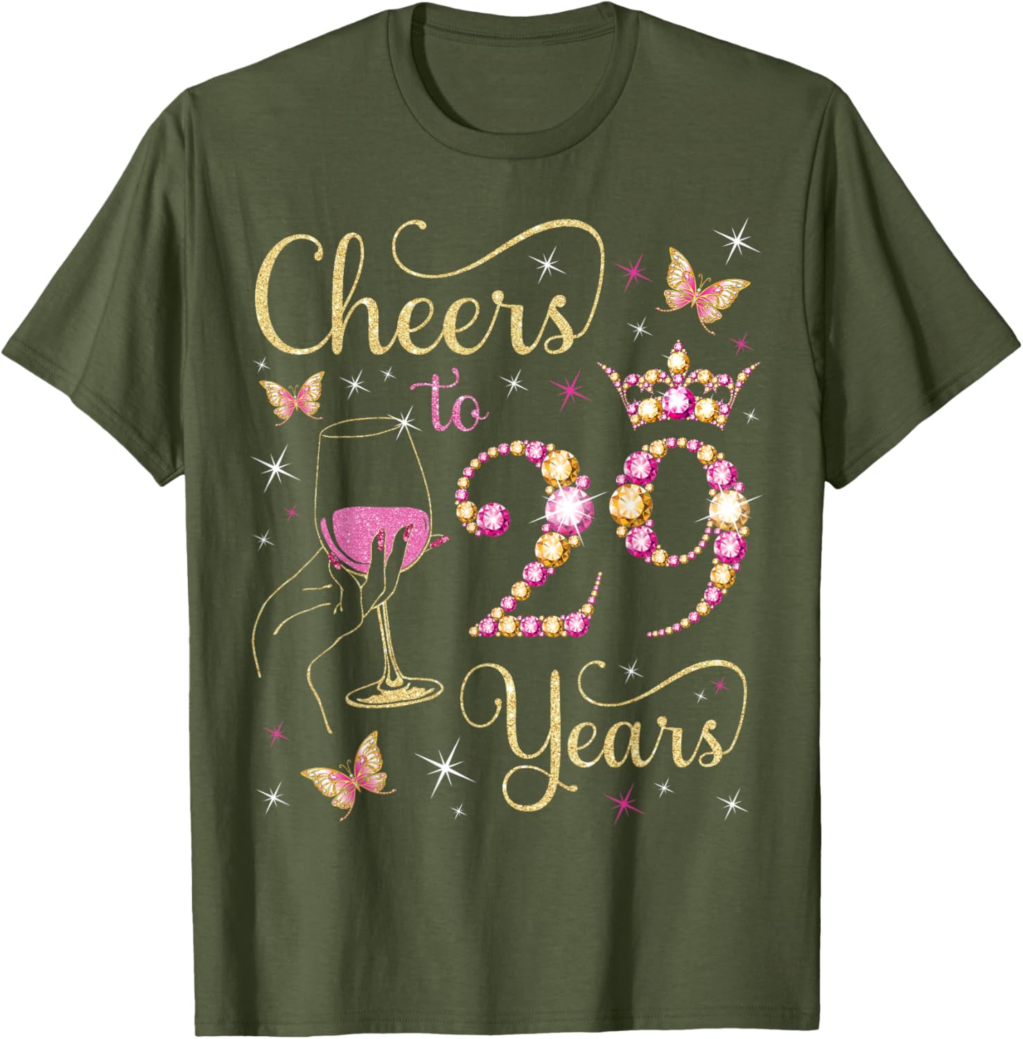 Cheers to 29 Years Birthday Queen T-Shirt Perfect for 29th Celebration - 14
