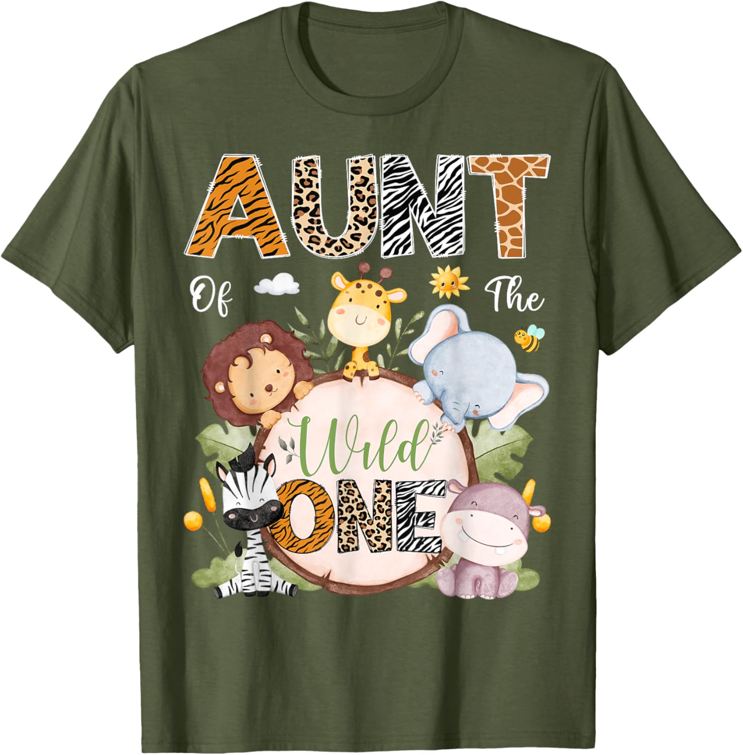 Aunt of the Wild One First Birthday Safari Animals T-Shirt for Kids - 11